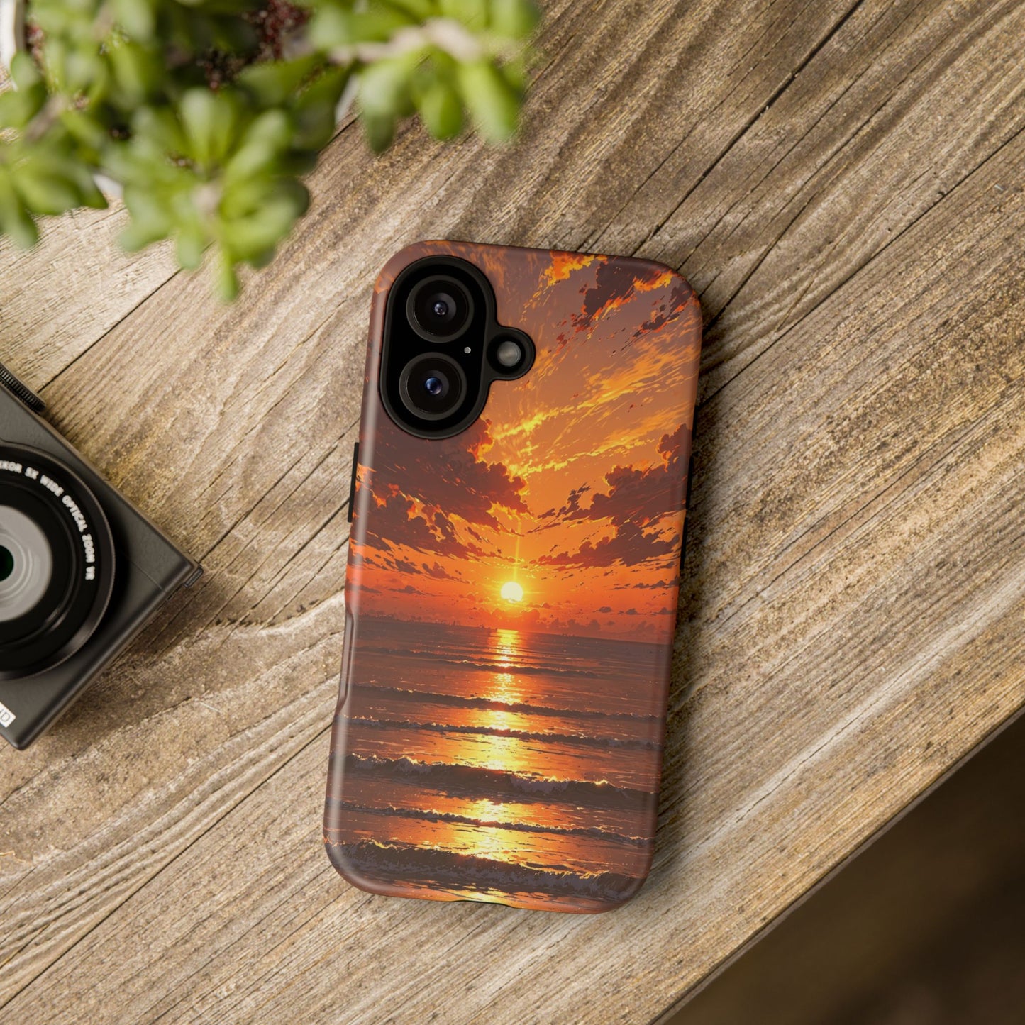 Sunset Waves Tough Phone Case – Vibrant Ocean Sunset Design, Perfect Gift for Nature Lovers