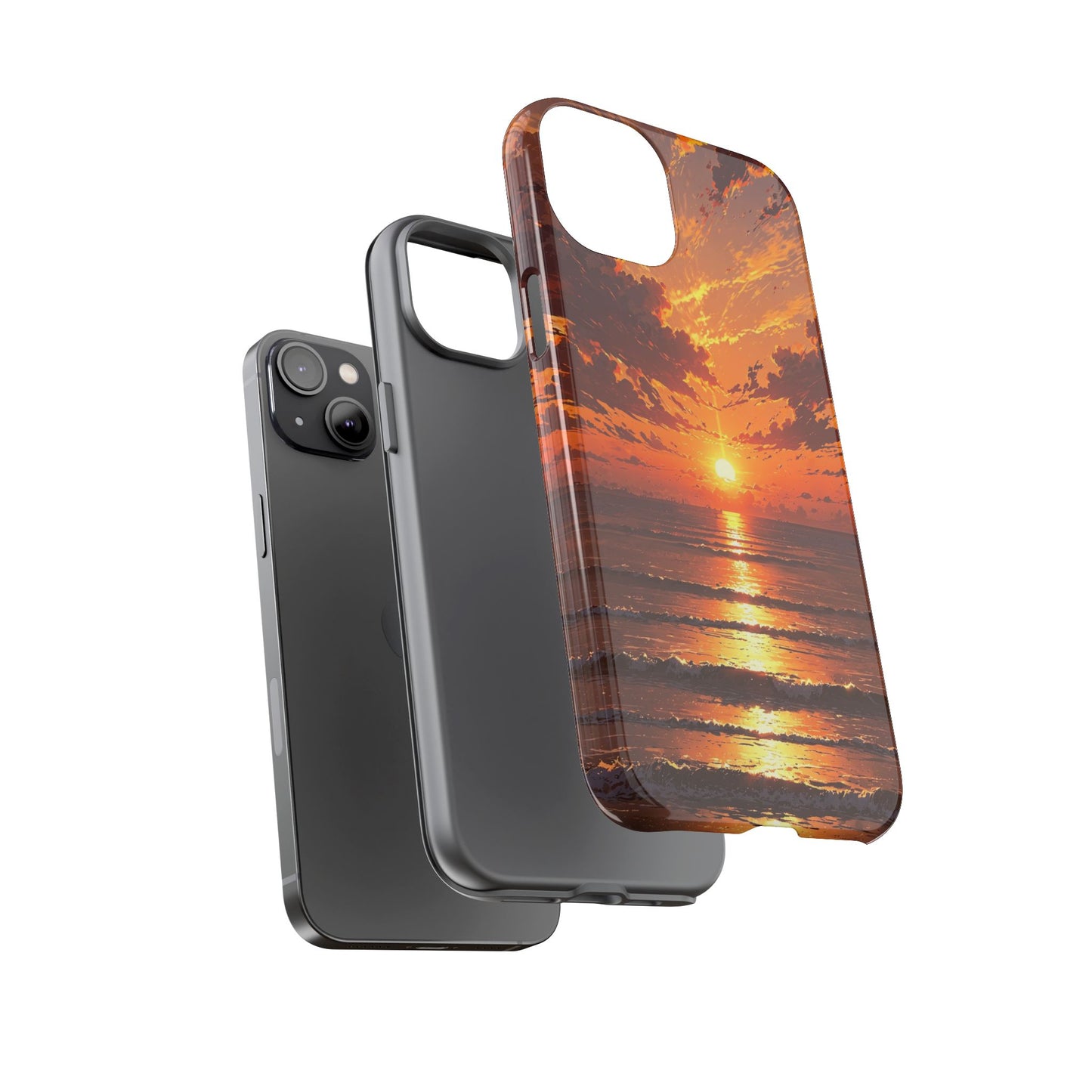 Sunset Waves Tough Phone Case – Vibrant Ocean Sunset Design, Perfect Gift for Nature Lovers