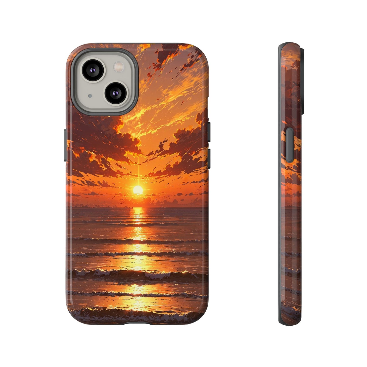 Sunset Waves Tough Phone Case – Vibrant Ocean Sunset Design, Perfect Gift for Nature Lovers
