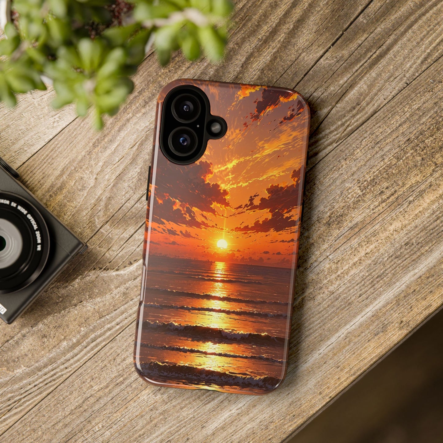 Sunset Waves Tough Phone Case – Vibrant Ocean Sunset Design, Perfect Gift for Nature Lovers