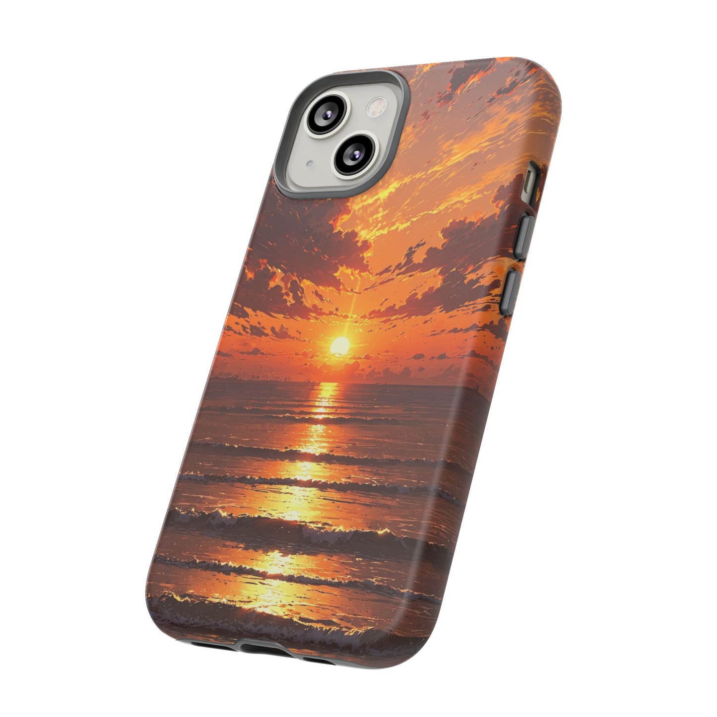 Sunset Waves Tough Phone Case – Vibrant Ocean Sunset Design, Perfect Gift for Nature Lovers
