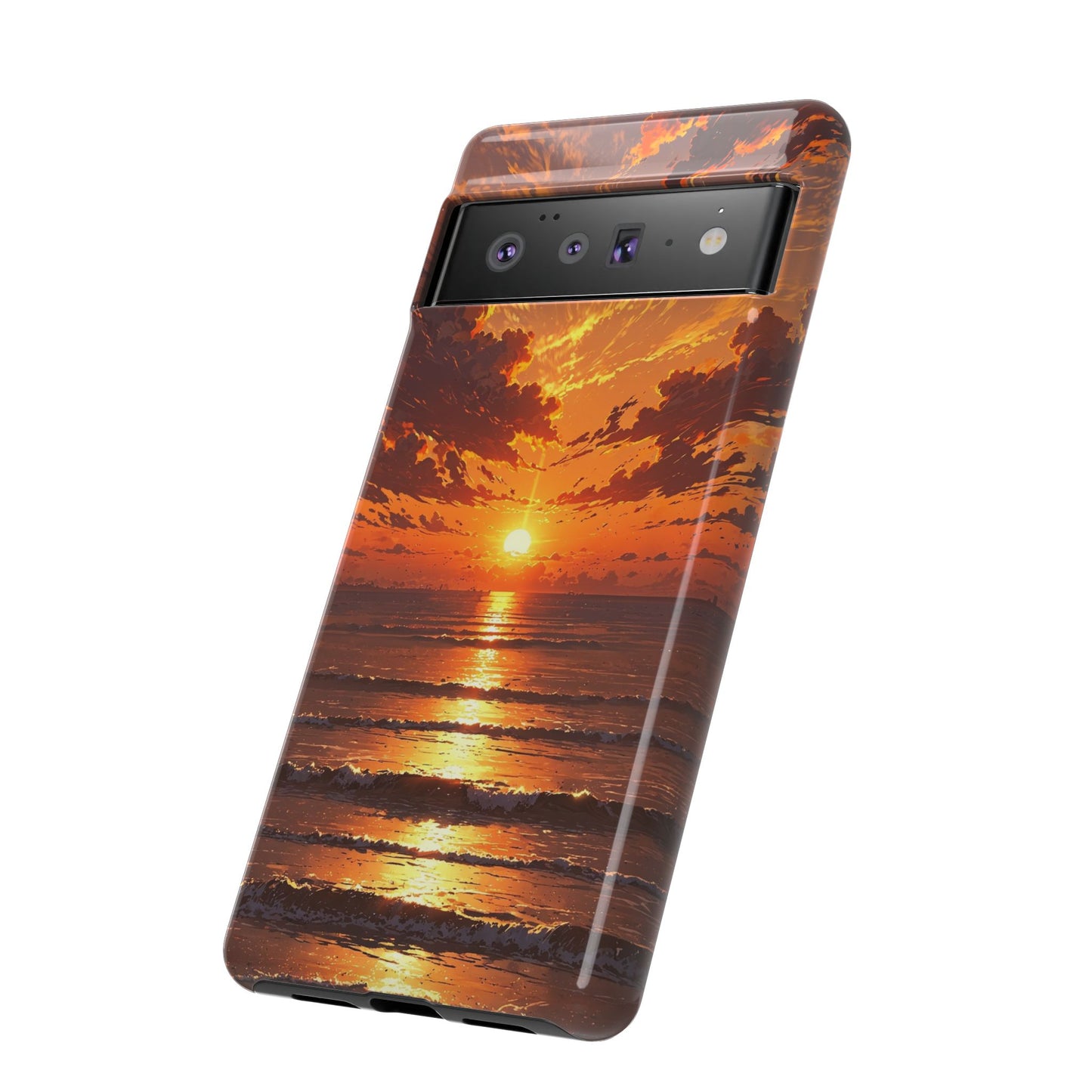 Sunset Waves Tough Phone Case – Vibrant Ocean Sunset Design, Perfect Gift for Nature Lovers