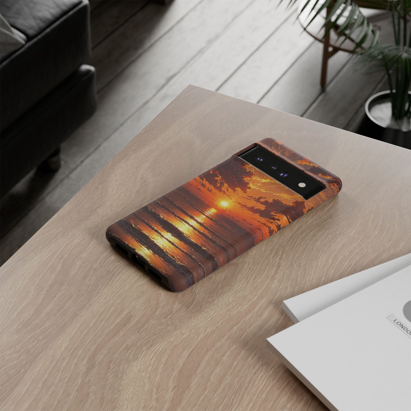 Sunset Waves Tough Phone Case – Vibrant Ocean Sunset Design, Perfect Gift for Nature Lovers
