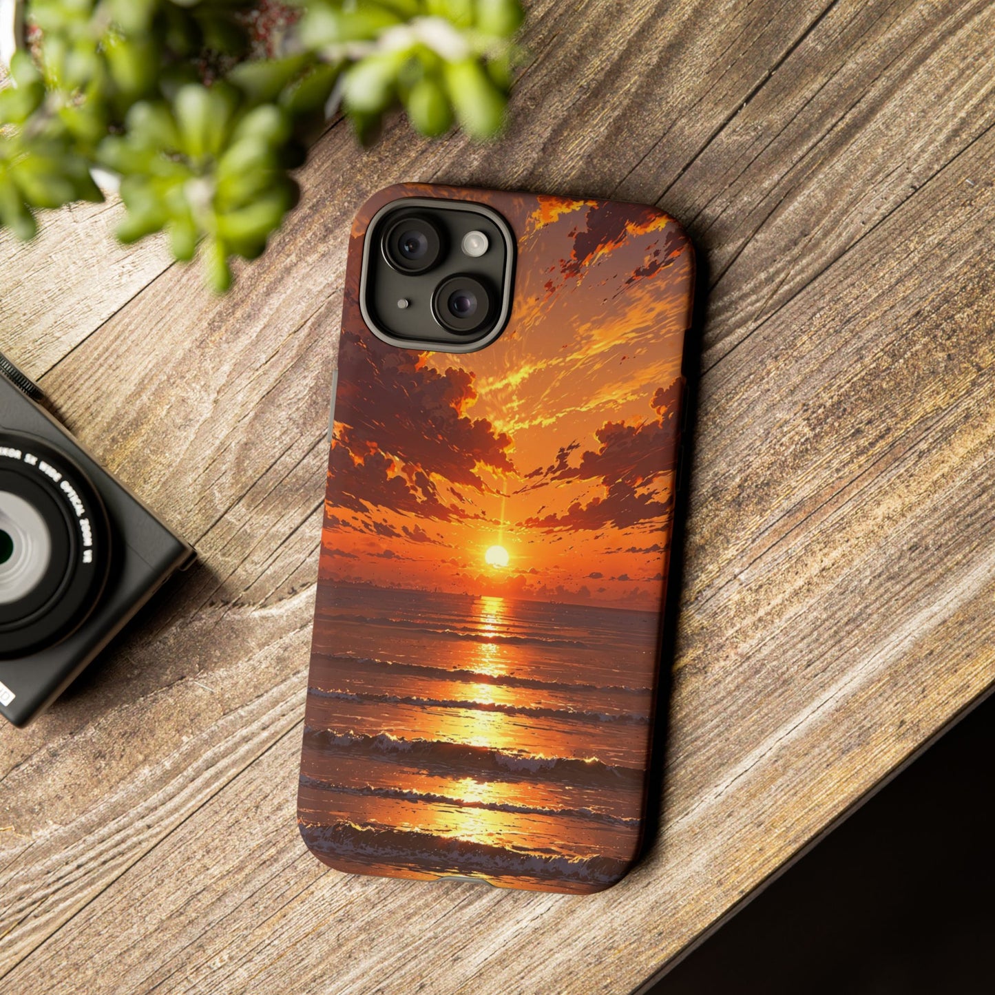 Sunset Waves Tough Phone Case – Vibrant Ocean Sunset Design, Perfect Gift for Nature Lovers