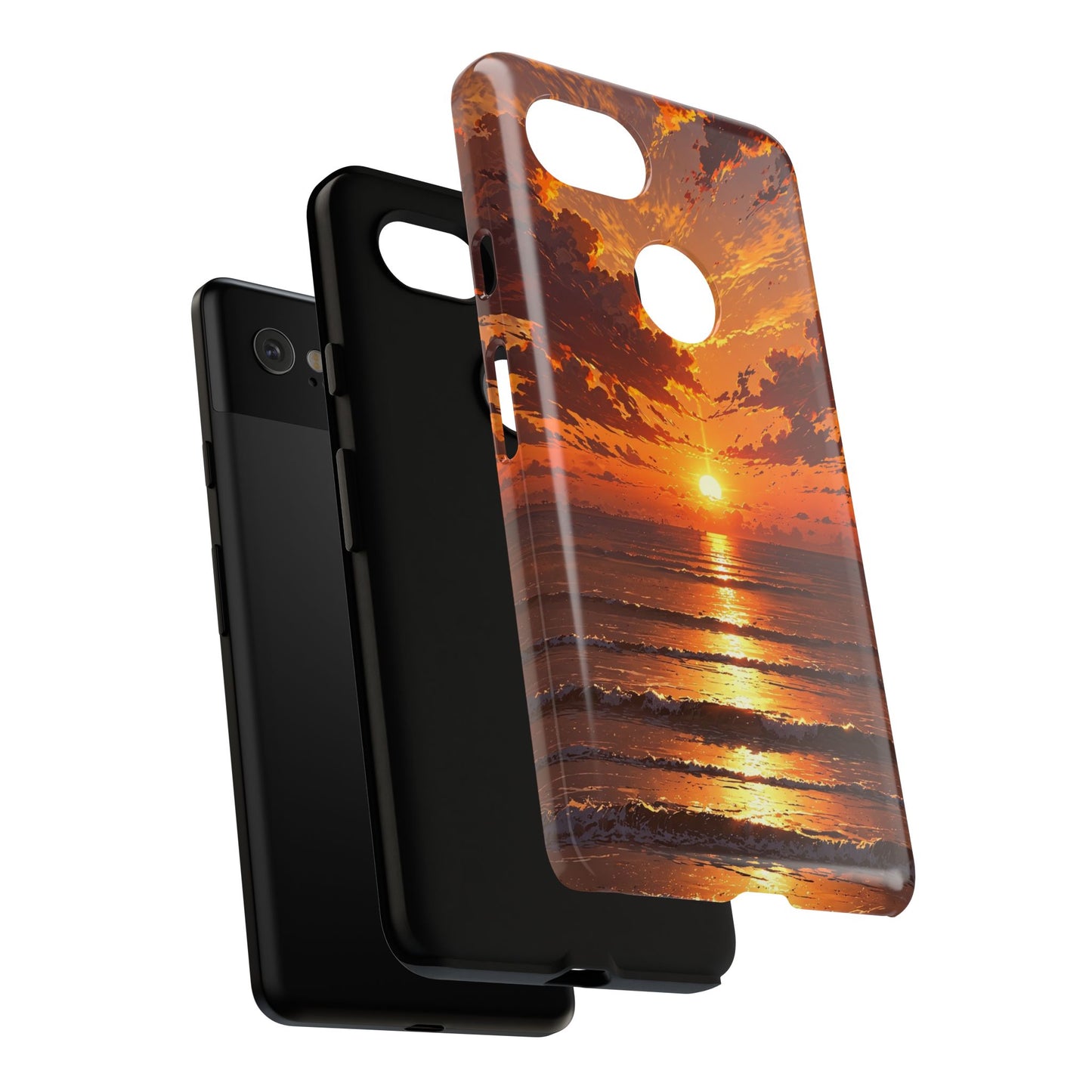 Sunset Waves Tough Phone Case – Vibrant Ocean Sunset Design, Perfect Gift for Nature Lovers