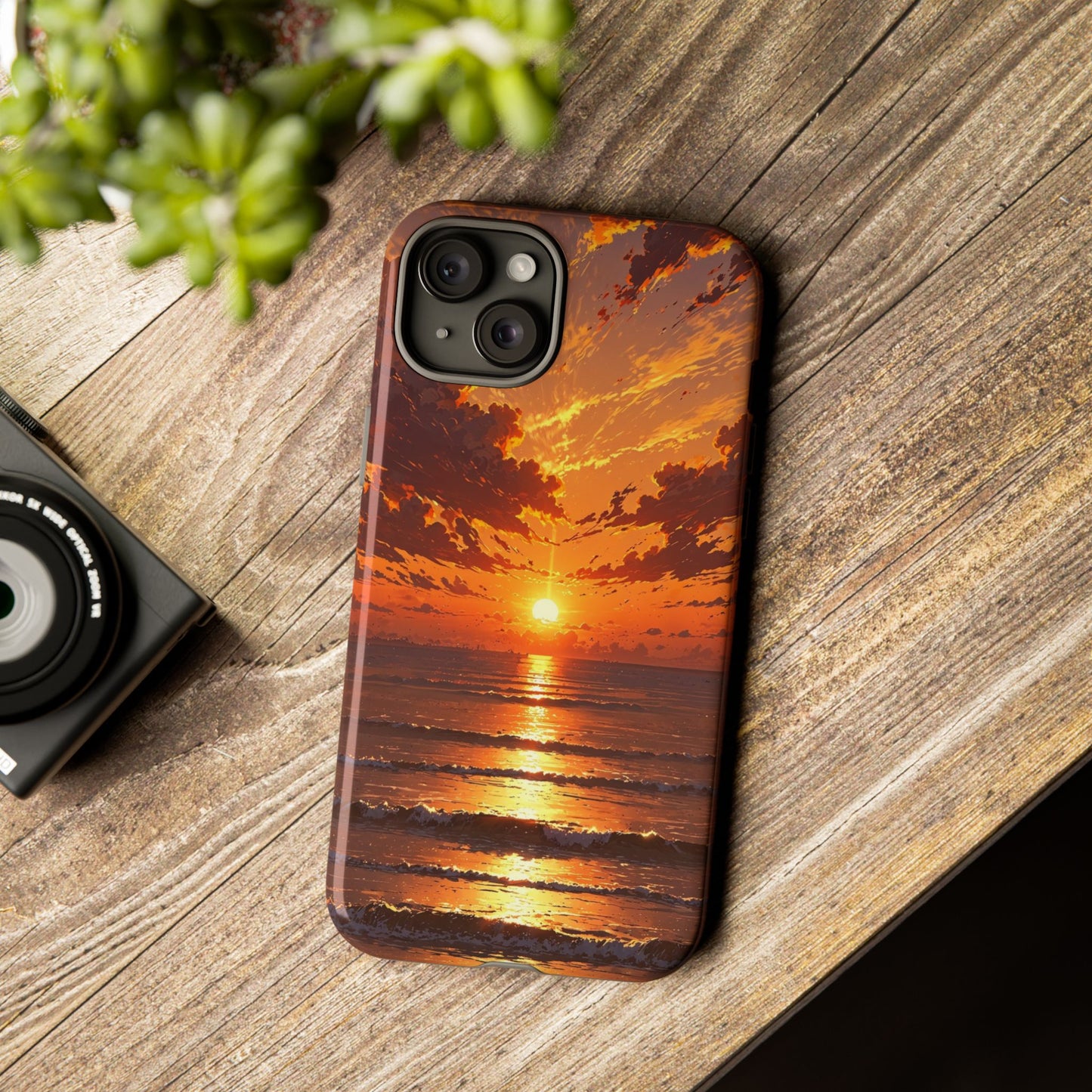 Sunset Waves Tough Phone Case – Vibrant Ocean Sunset Design, Perfect Gift for Nature Lovers