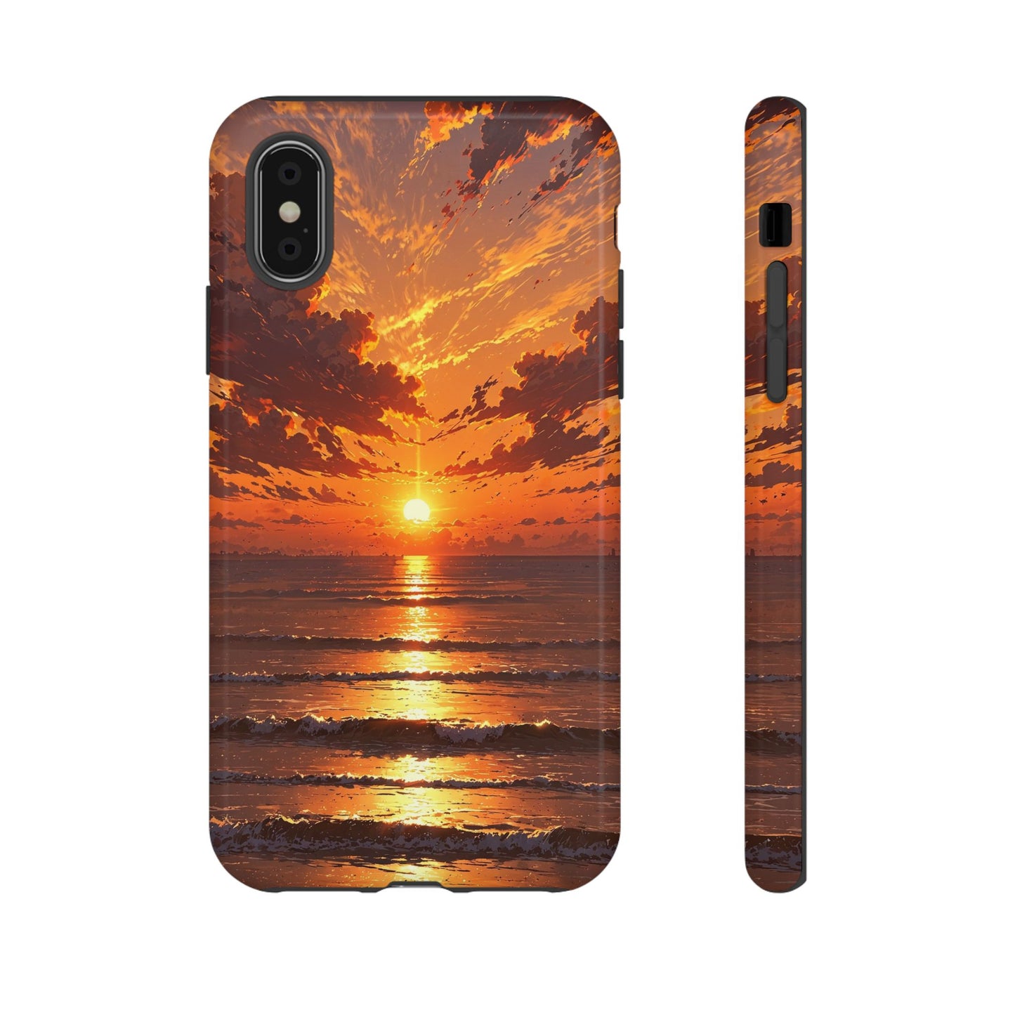 Sunset Waves Tough Phone Case – Vibrant Ocean Sunset Design, Perfect Gift for Nature Lovers