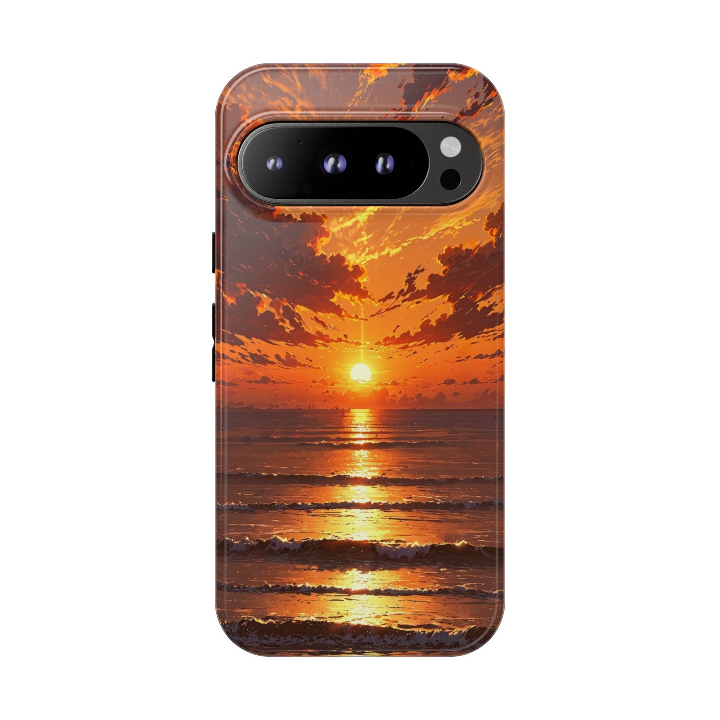 Sunset Waves Tough Phone Case – Vibrant Ocean Sunset Design, Perfect Gift for Nature Lovers