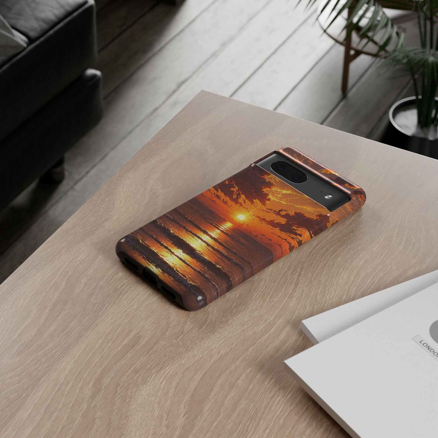 Sunset Waves Tough Phone Case – Vibrant Ocean Sunset Design, Perfect Gift for Nature Lovers