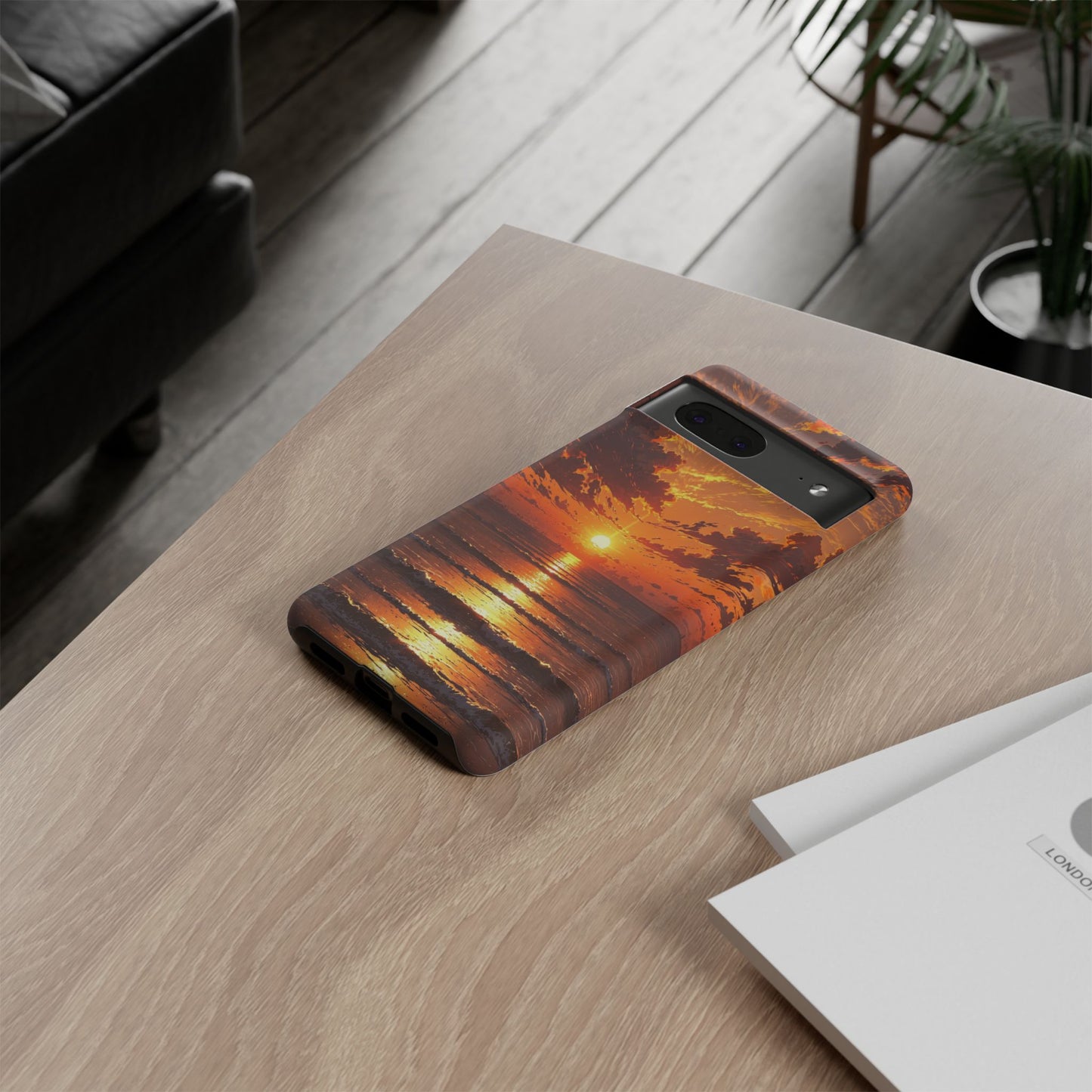 Sunset Waves Tough Phone Case – Vibrant Ocean Sunset Design, Perfect Gift for Nature Lovers