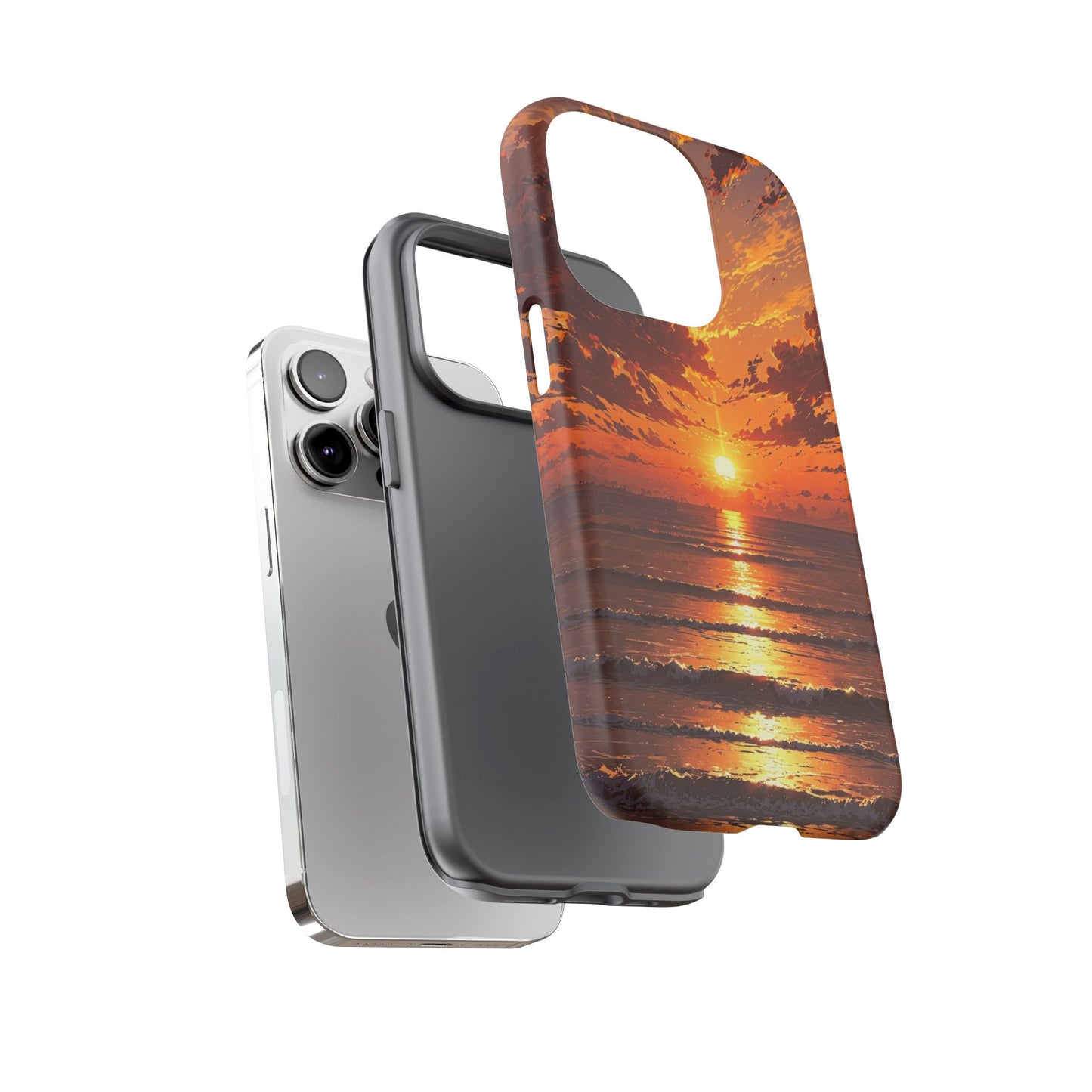 Sunset Waves Tough Phone Case – Vibrant Ocean Sunset Design, Perfect Gift for Nature Lovers