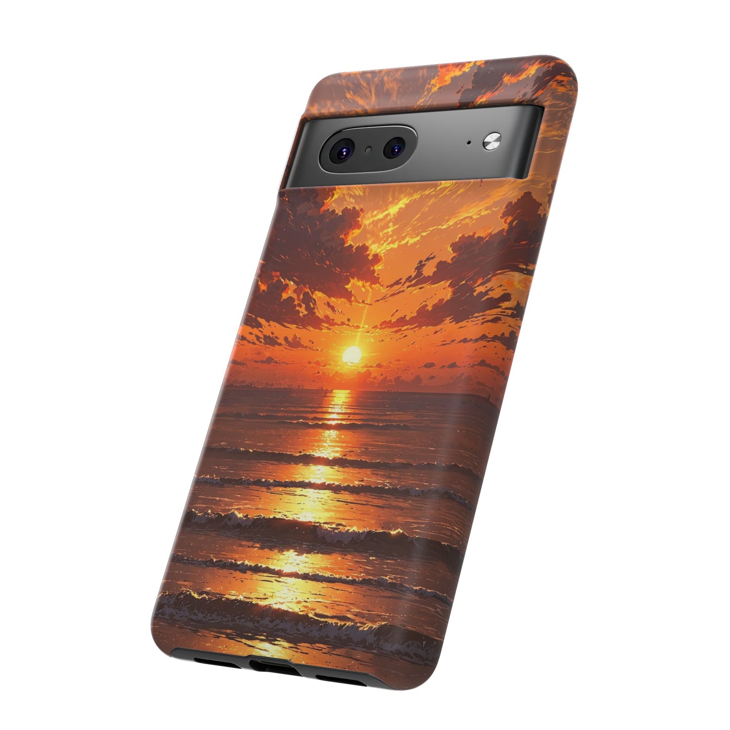 Sunset Waves Tough Phone Case – Vibrant Ocean Sunset Design, Perfect Gift for Nature Lovers