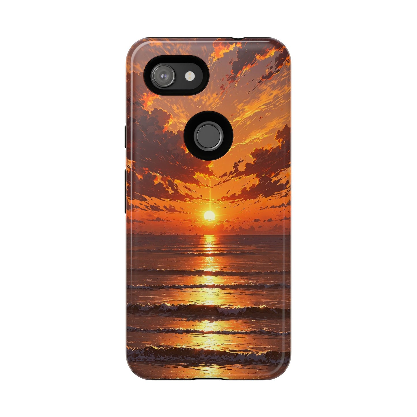 Sunset Waves Tough Phone Case – Vibrant Ocean Sunset Design, Perfect Gift for Nature Lovers