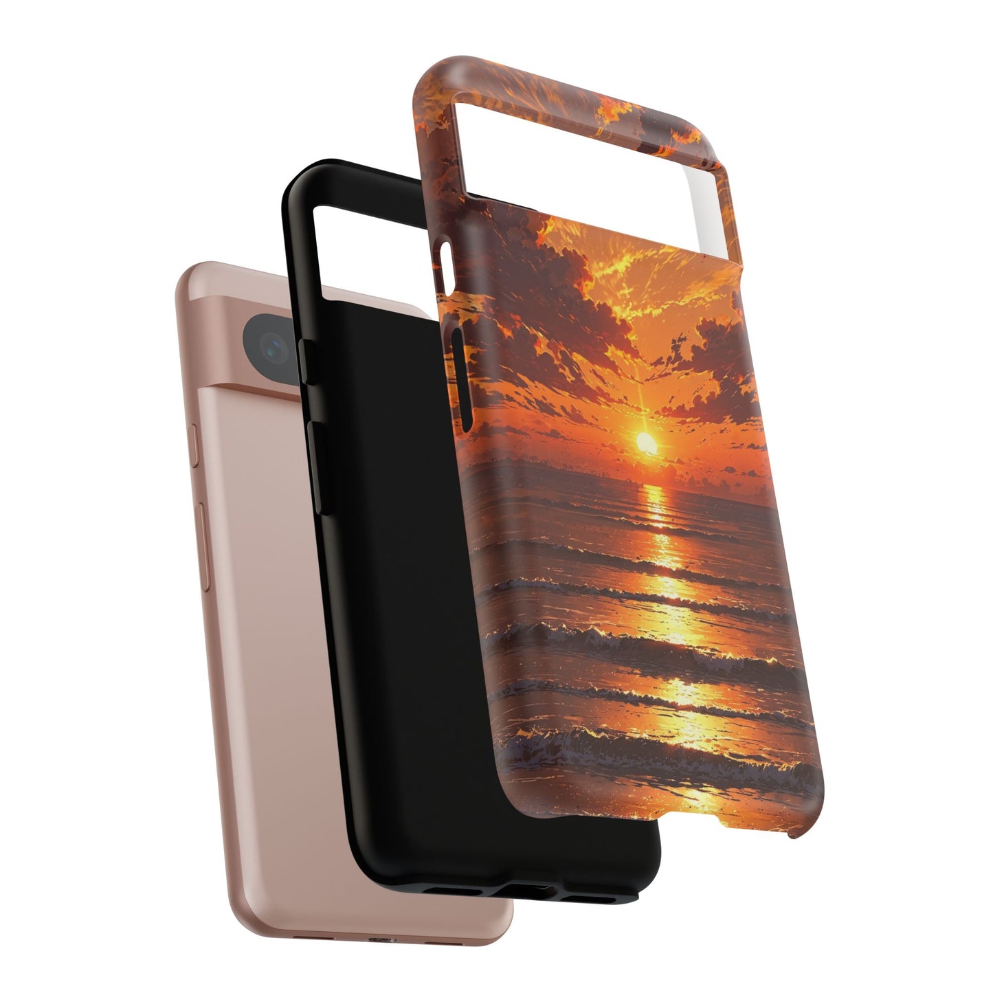 Sunset Waves Tough Phone Case – Vibrant Ocean Sunset Design, Perfect Gift for Nature Lovers