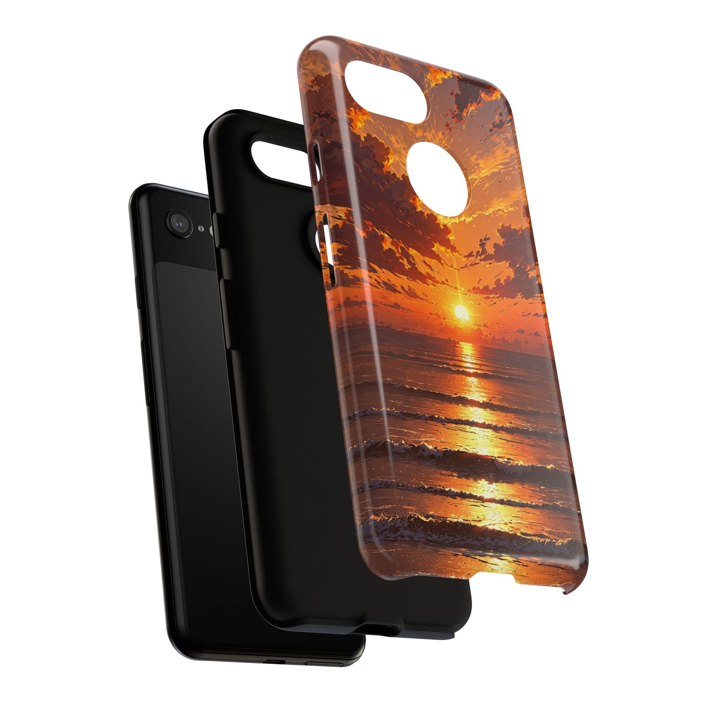 Sunset Waves Tough Phone Case – Vibrant Ocean Sunset Design, Perfect Gift for Nature Lovers