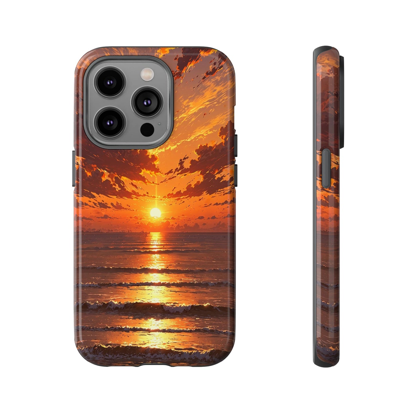 Sunset Waves Tough Phone Case – Vibrant Ocean Sunset Design, Perfect Gift for Nature Lovers