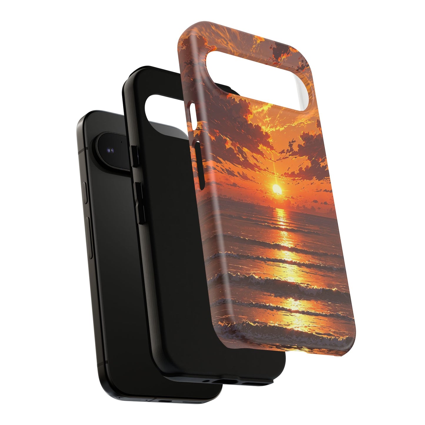 Sunset Waves Tough Phone Case – Vibrant Ocean Sunset Design, Perfect Gift for Nature Lovers