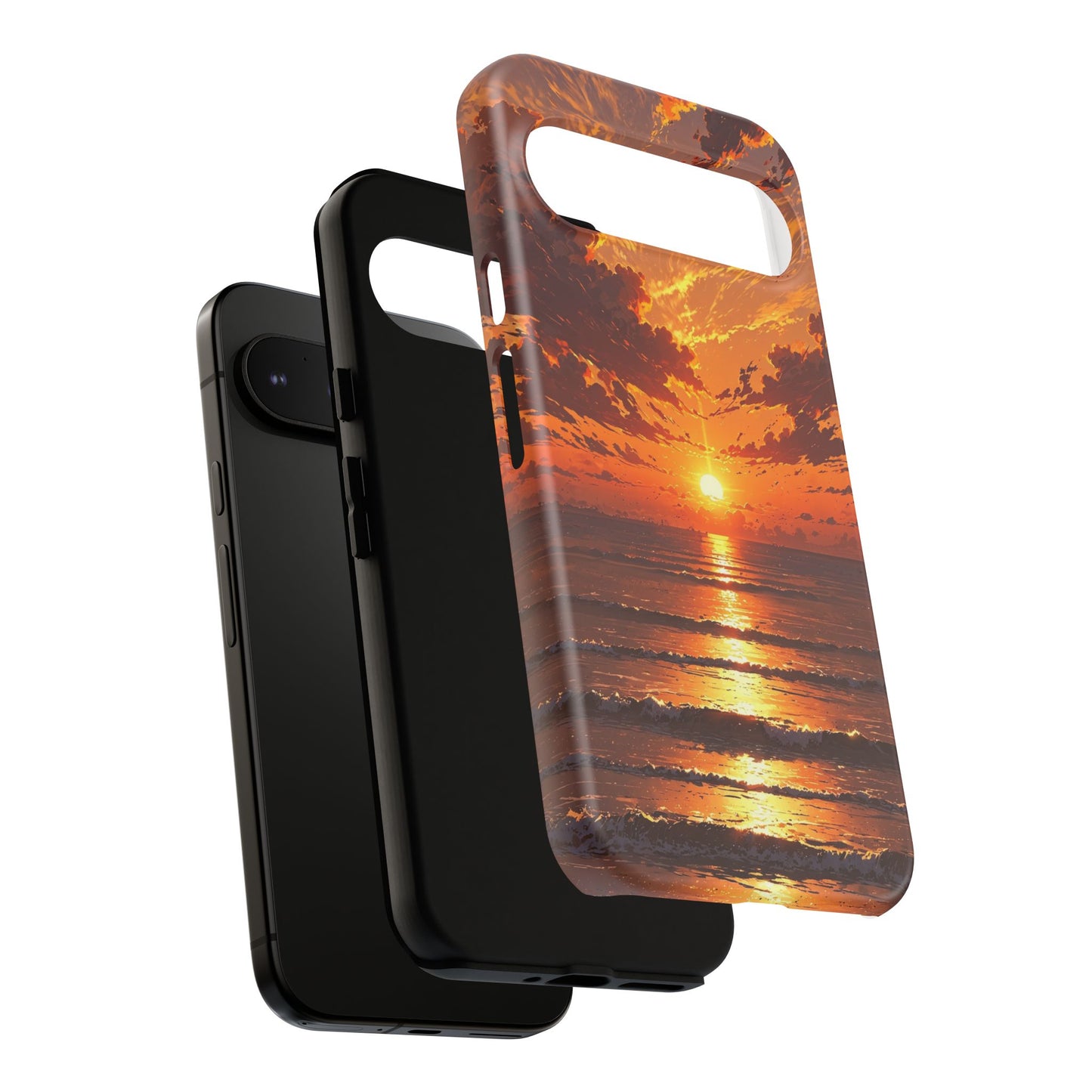 Sunset Waves Tough Phone Case – Vibrant Ocean Sunset Design, Perfect Gift for Nature Lovers