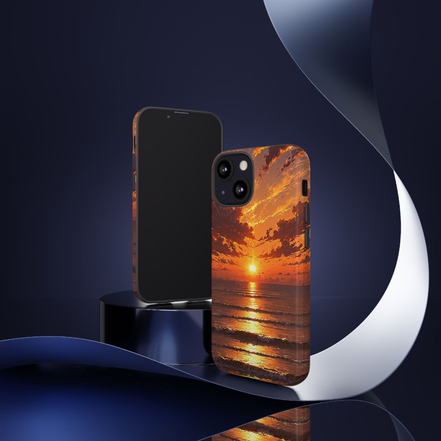Sunset Waves Tough Phone Case – Vibrant Ocean Sunset Design, Perfect Gift for Nature Lovers