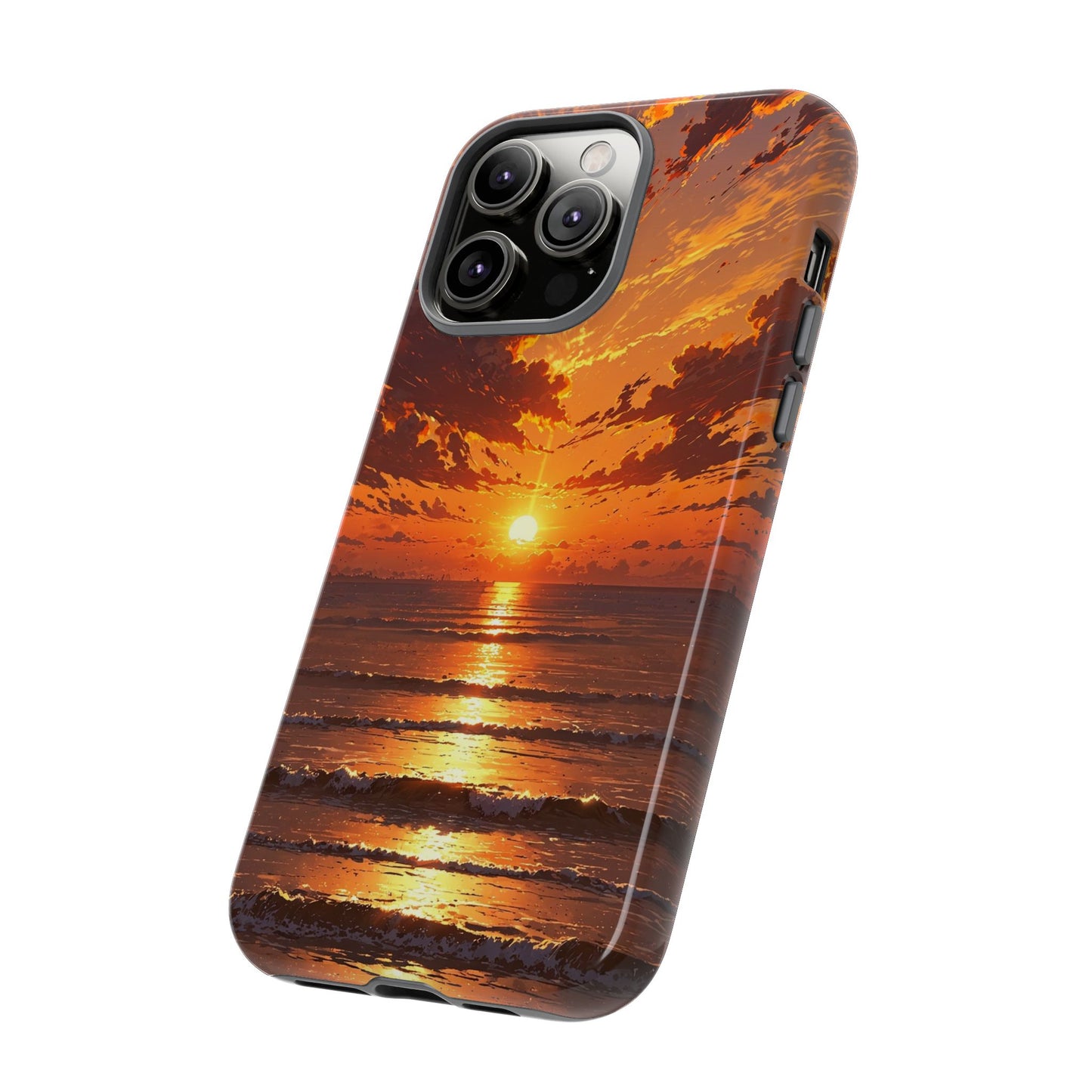 Sunset Waves Tough Phone Case – Vibrant Ocean Sunset Design, Perfect Gift for Nature Lovers