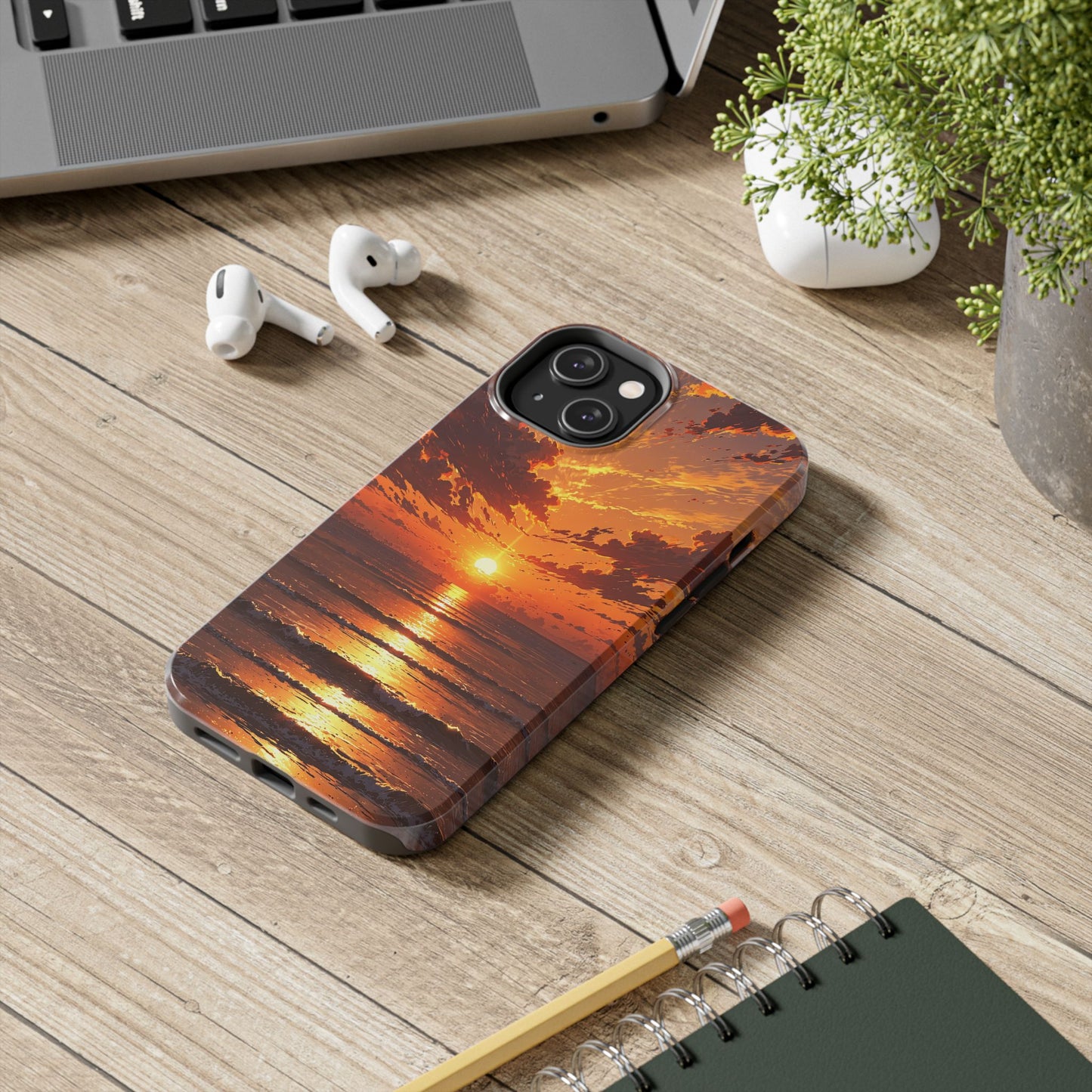 Sunset Waves Tough Phone Case - Vibrant Ocean Design