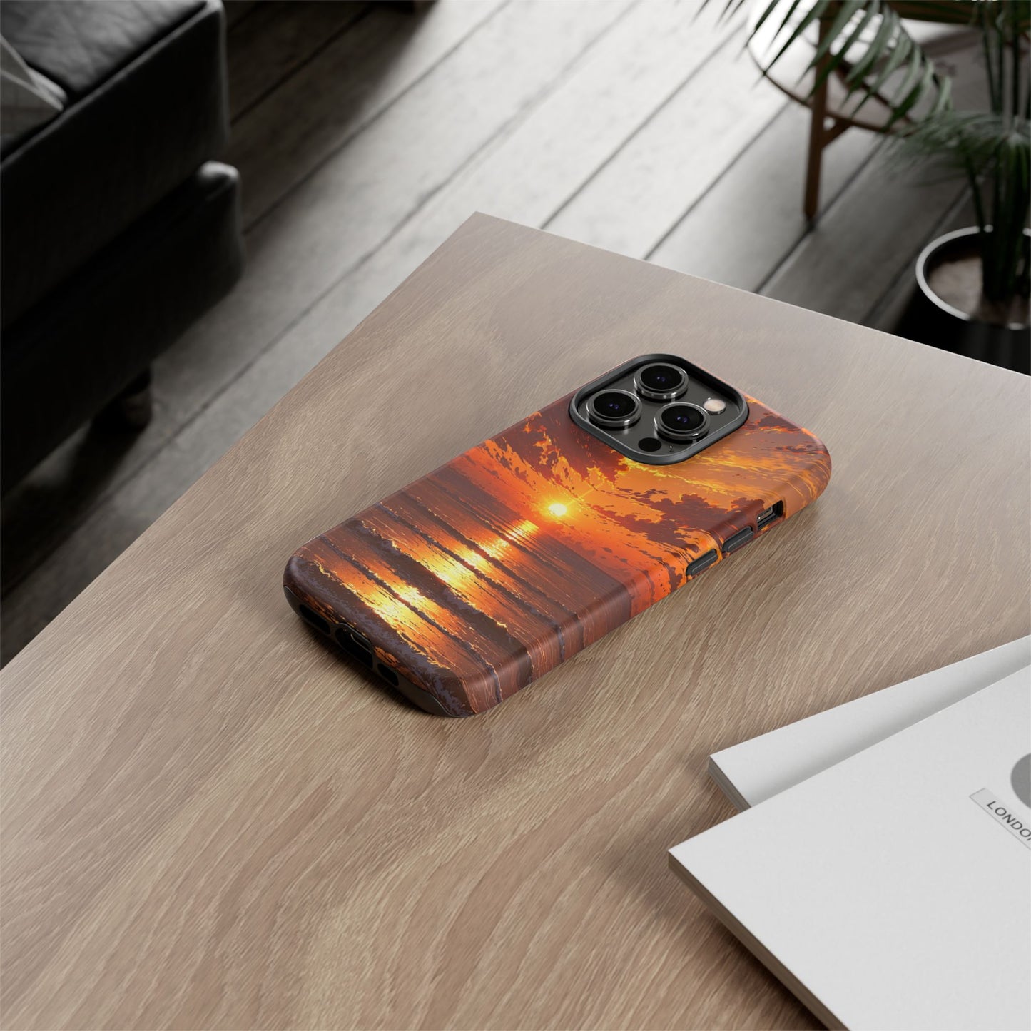 Sunset Waves Tough Phone Case – Vibrant Ocean Sunset Design, Perfect Gift for Nature Lovers