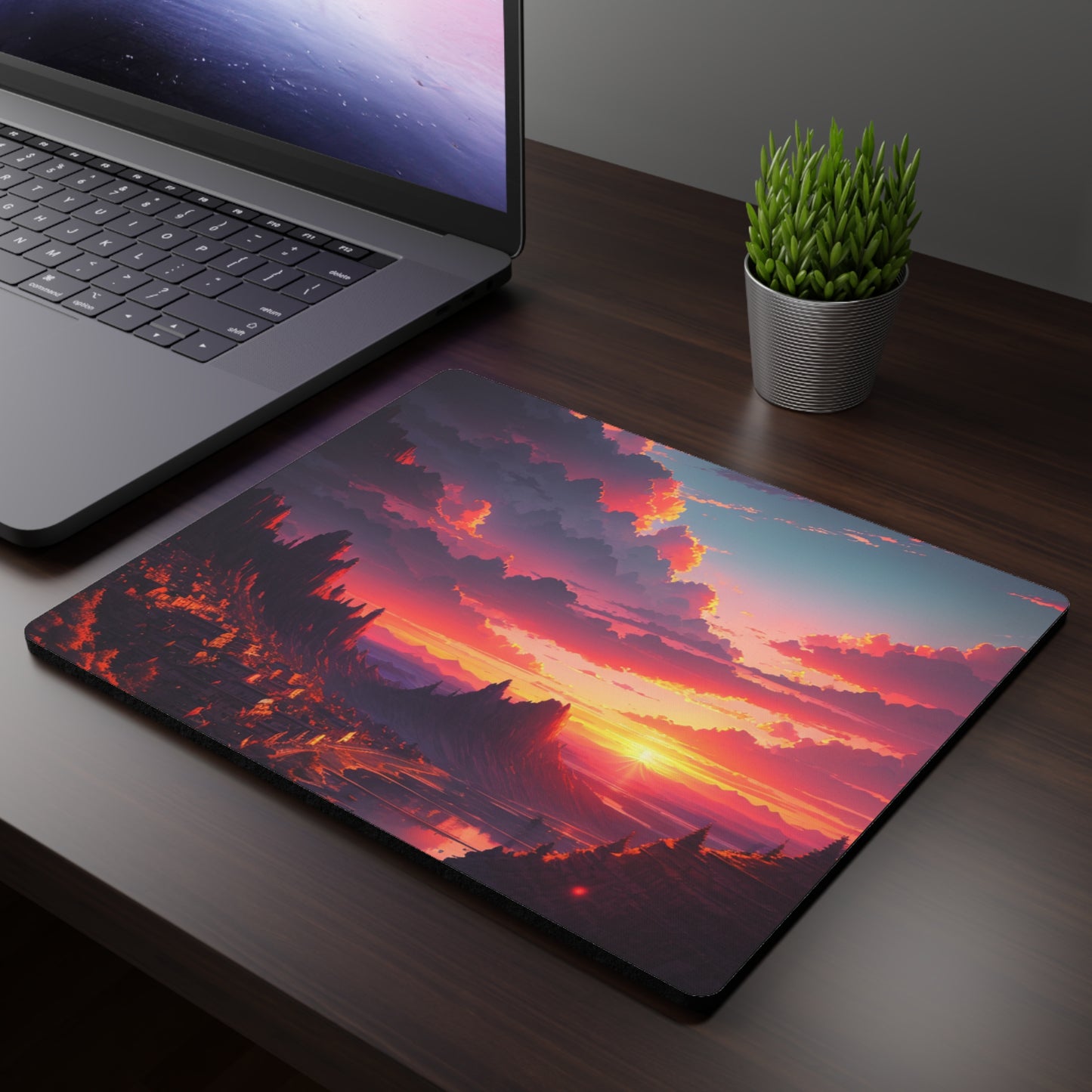 Golden Hour Landscape Mouse Pad - Colorful Sunset Design for Home Office