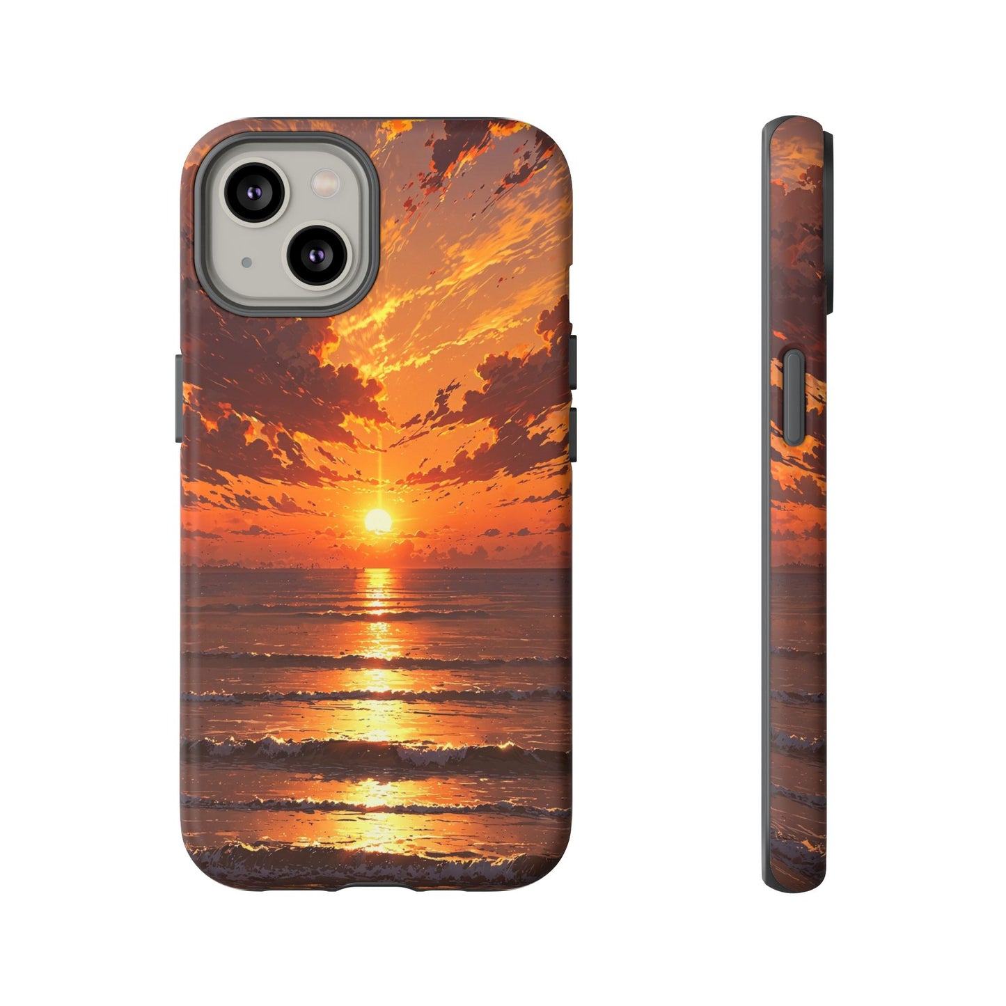 Sunset Waves Tough Phone Case – Vibrant Ocean Sunset Design, Perfect Gift for Nature Lovers