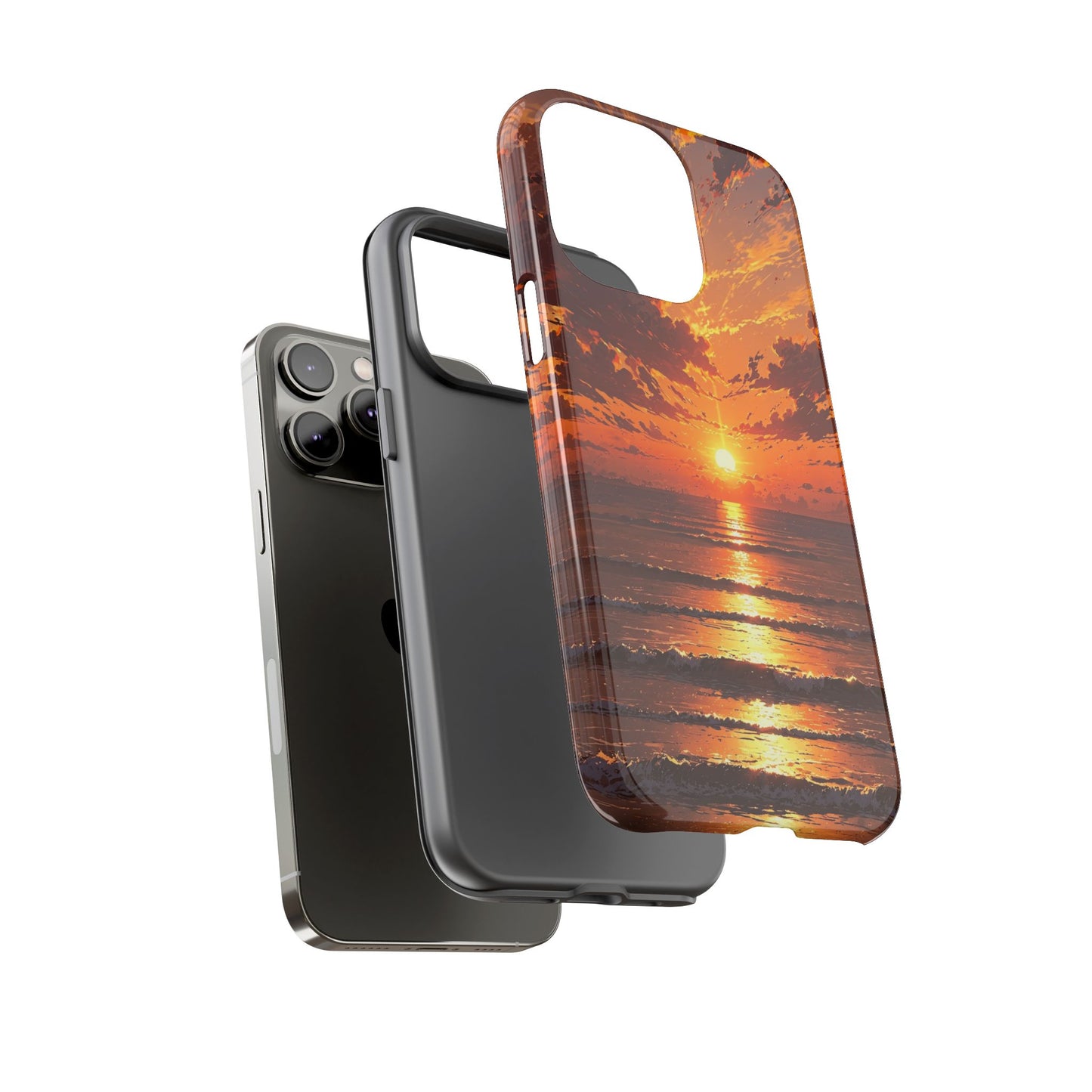 Sunset Waves Tough Phone Case – Vibrant Ocean Sunset Design, Perfect Gift for Nature Lovers