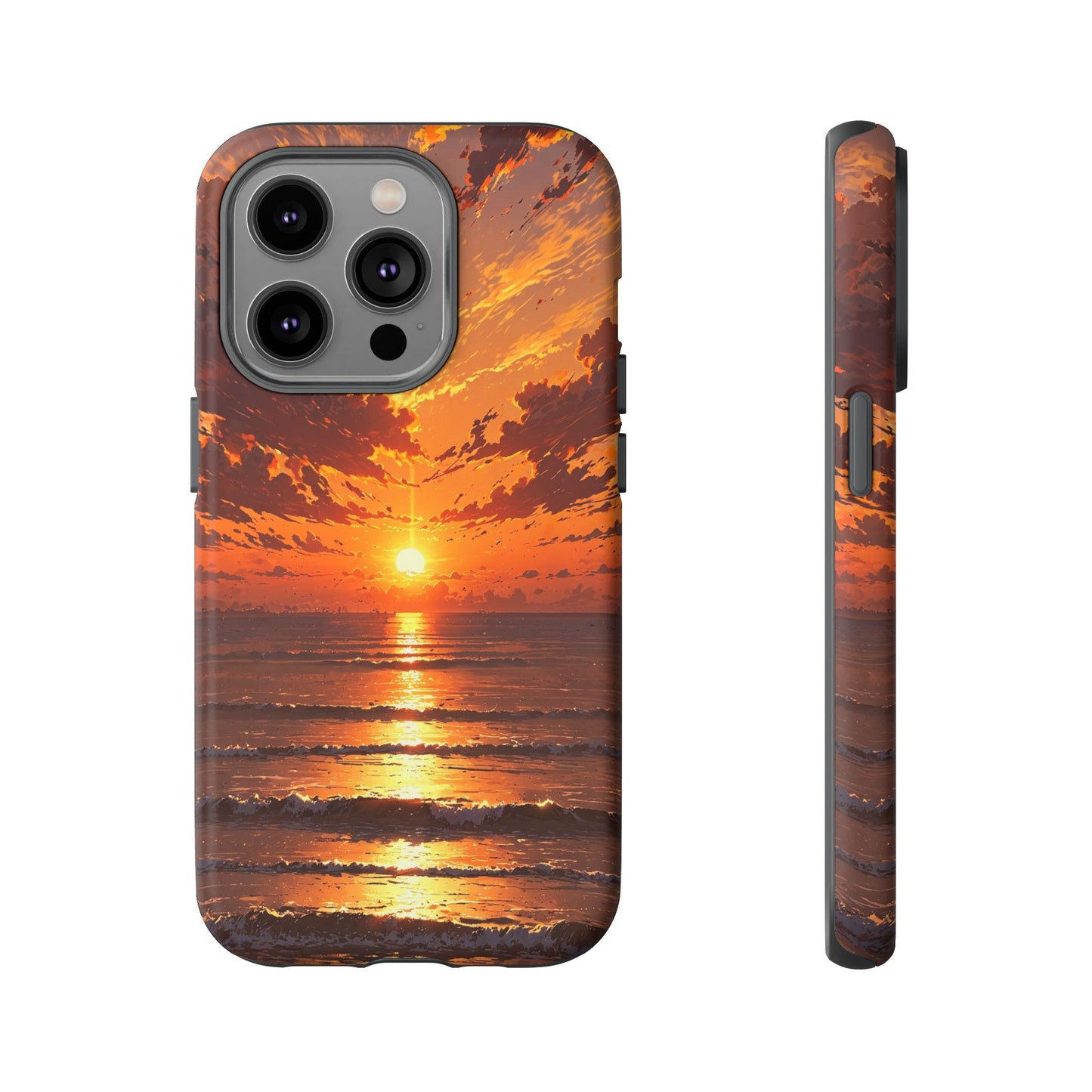 Sunset Waves Tough Phone Case – Vibrant Ocean Sunset Design, Perfect Gift for Nature Lovers
