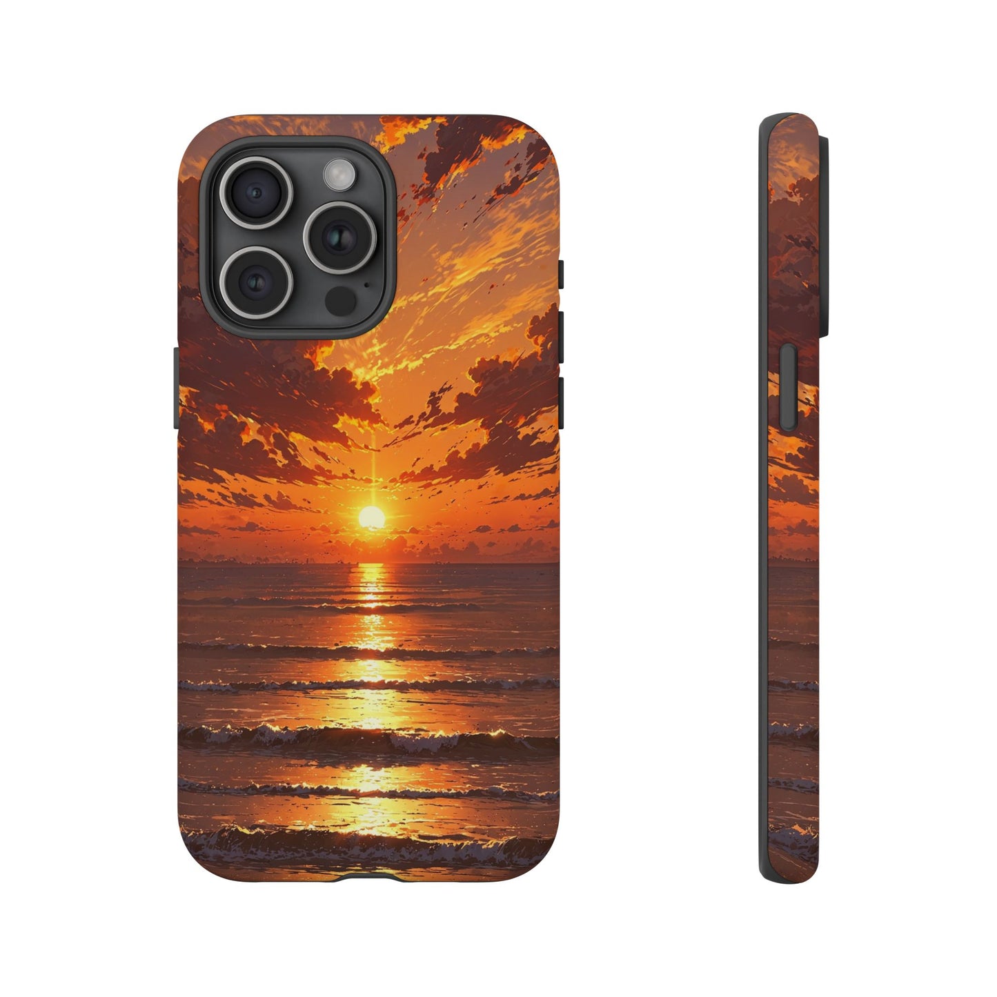 Sunset Waves Tough Phone Case – Vibrant Ocean Sunset Design, Perfect Gift for Nature Lovers