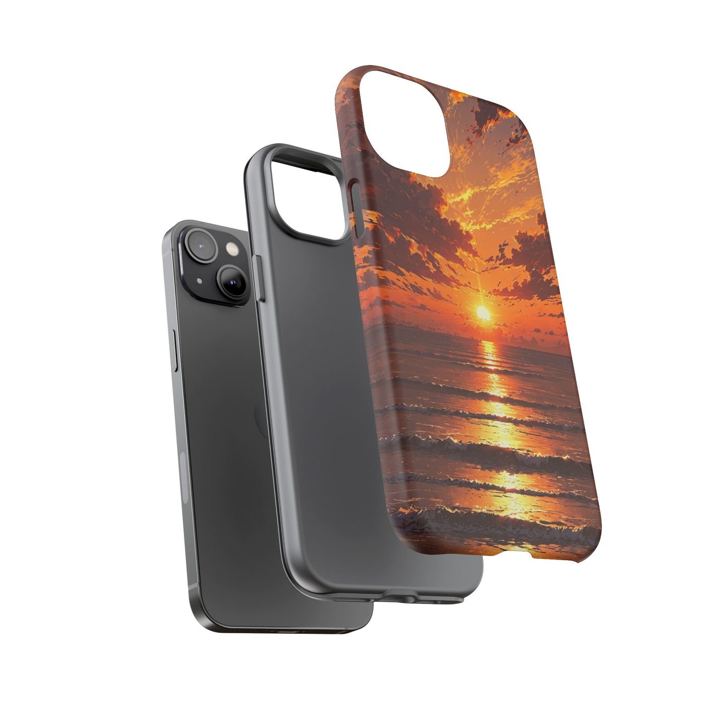 Sunset Waves Tough Phone Case – Vibrant Ocean Sunset Design, Perfect Gift for Nature Lovers