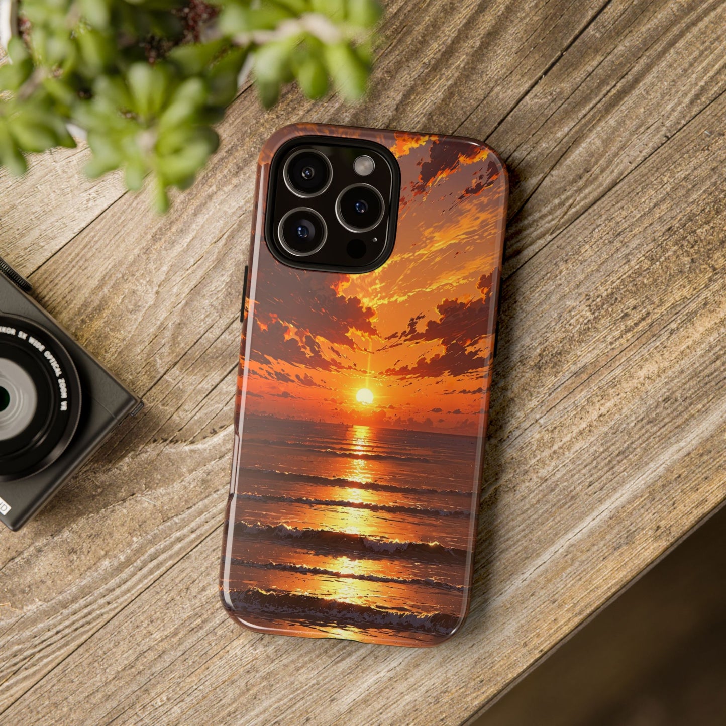 Sunset Waves Tough Phone Case – Vibrant Ocean Sunset Design, Perfect Gift for Nature Lovers