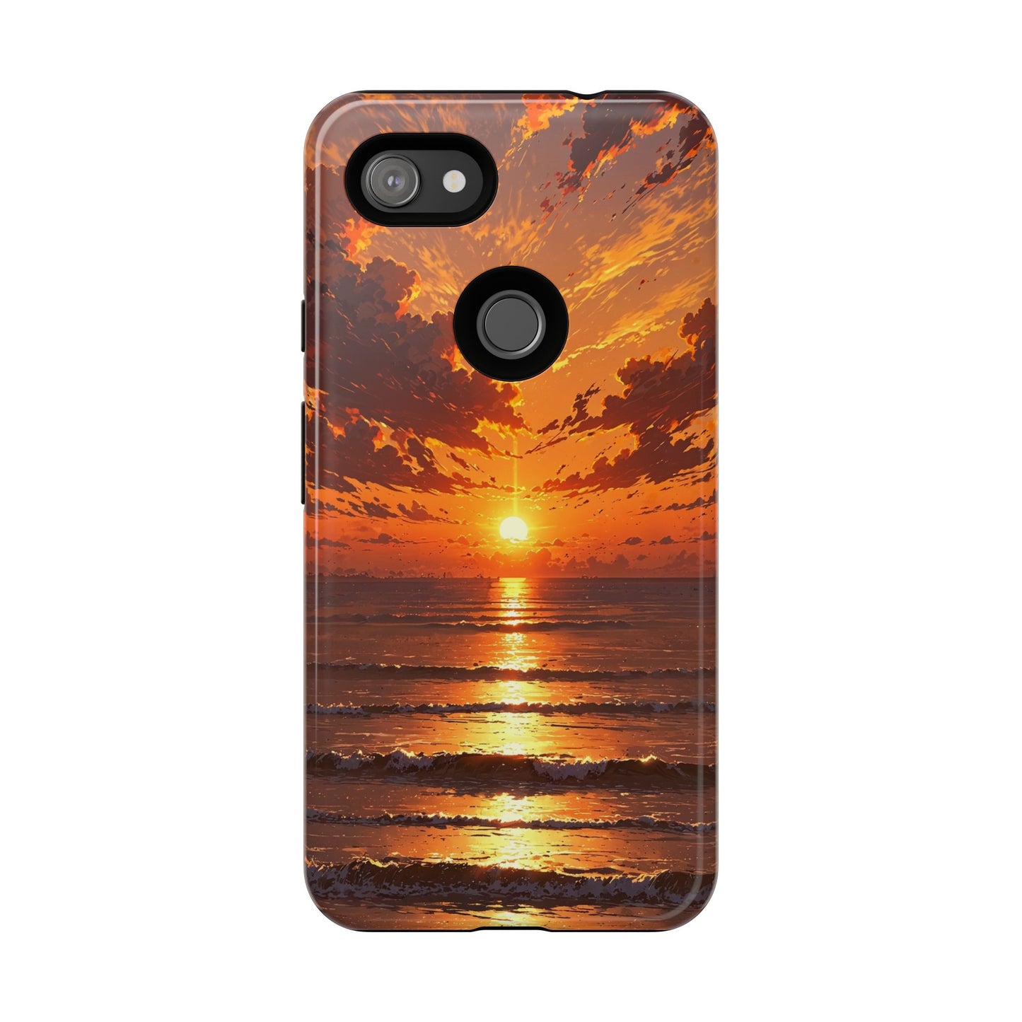 Sunset Waves Tough Phone Case – Vibrant Ocean Sunset Design, Perfect Gift for Nature Lovers