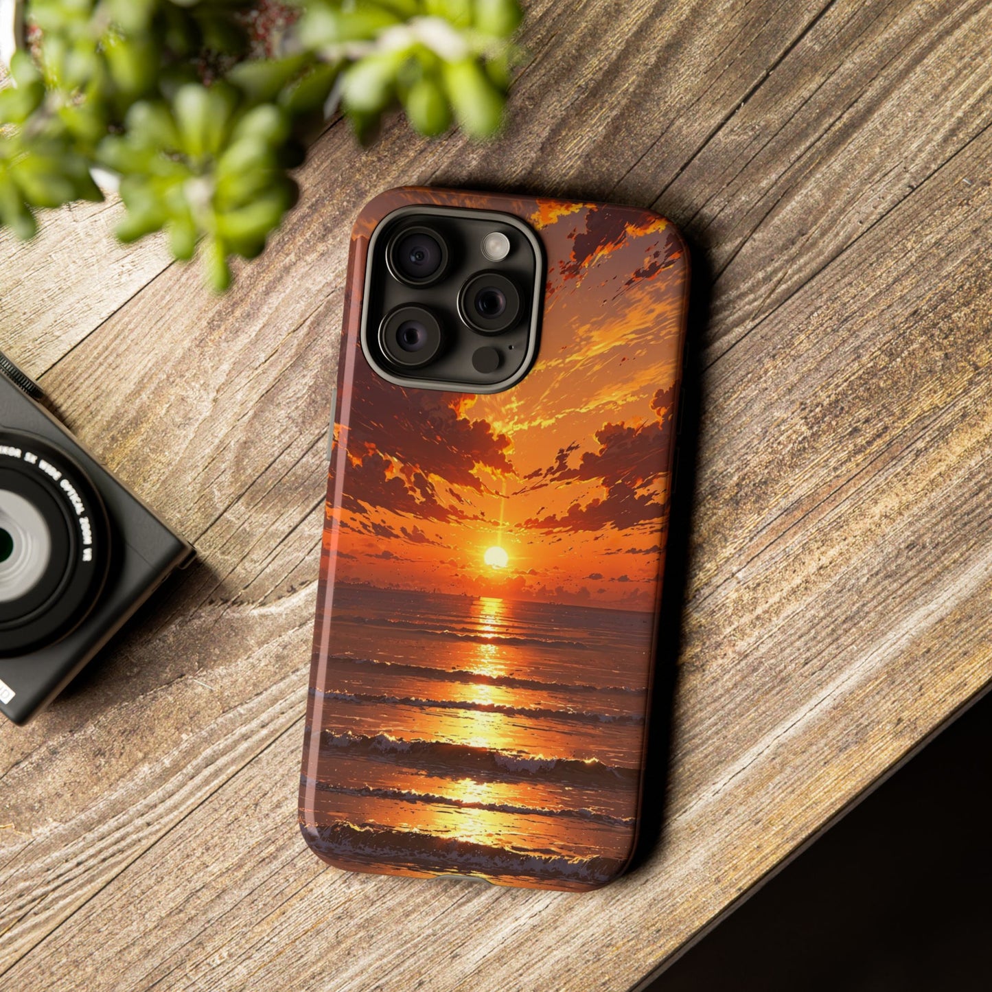 Sunset Waves Tough Phone Case – Vibrant Ocean Sunset Design, Perfect Gift for Nature Lovers