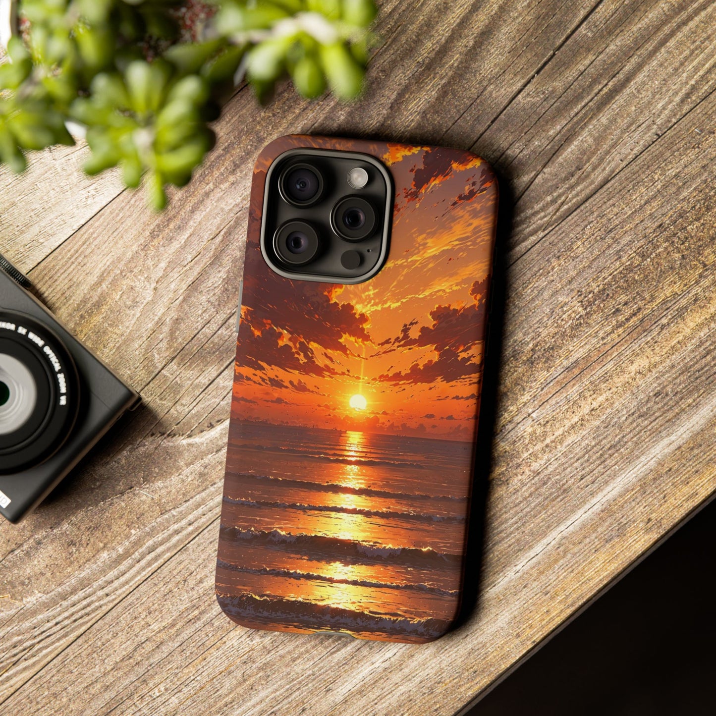 Sunset Waves Tough Phone Case – Vibrant Ocean Sunset Design, Perfect Gift for Nature Lovers