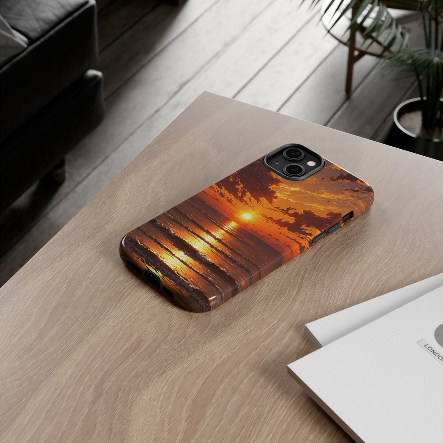 Sunset Waves Tough Phone Case – Vibrant Ocean Sunset Design, Perfect Gift for Nature Lovers