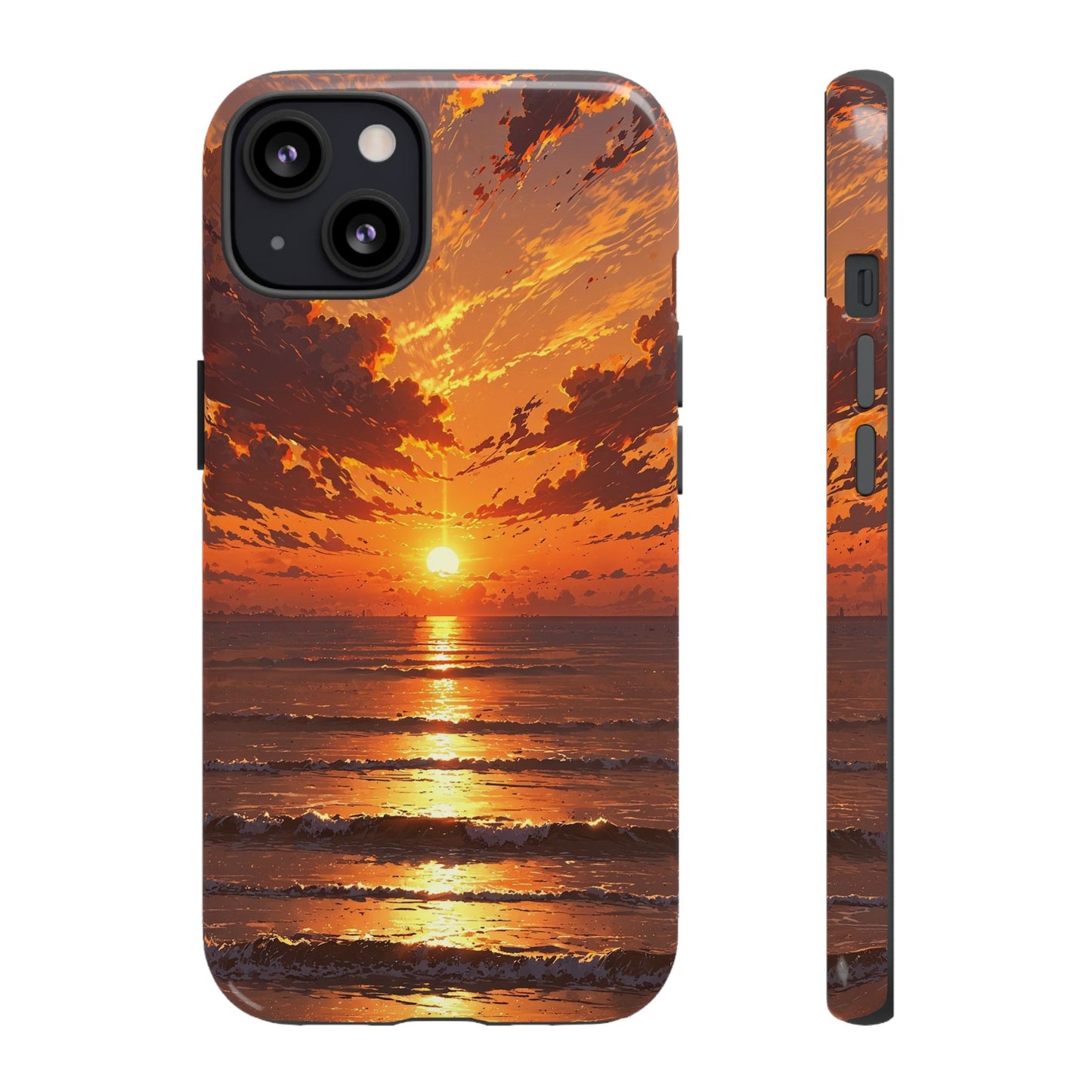 Sunset Waves Tough Phone Case – Vibrant Ocean Sunset Design, Perfect Gift for Nature Lovers