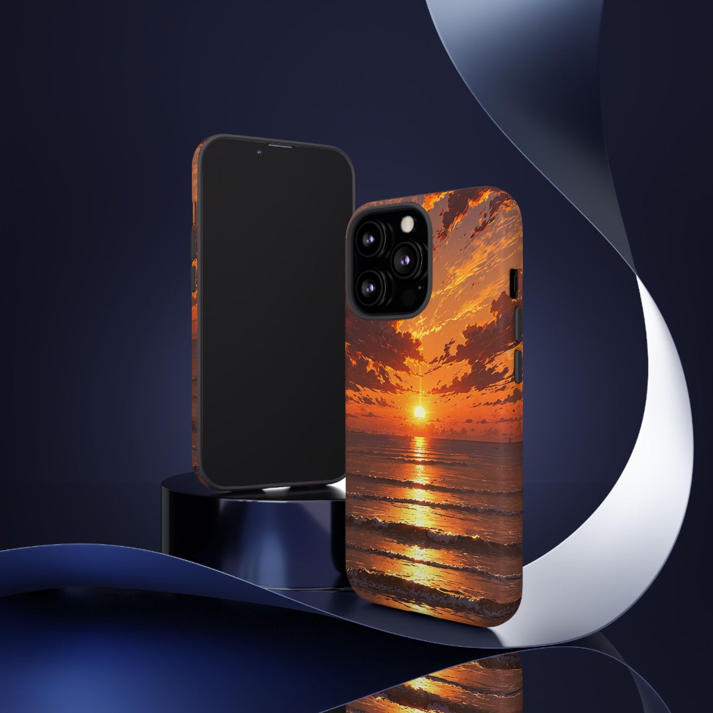 Sunset Waves Tough Phone Case – Vibrant Ocean Sunset Design, Perfect Gift for Nature Lovers
