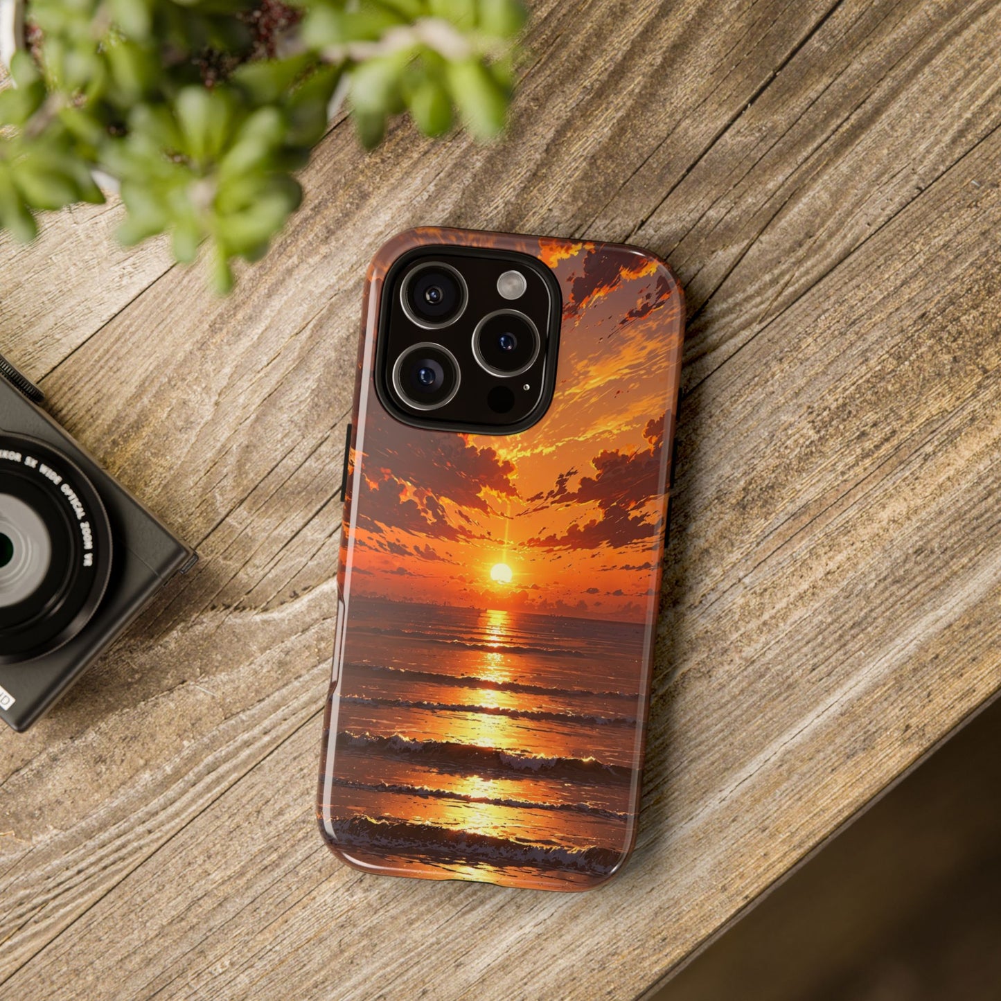 Sunset Waves Tough Phone Case – Vibrant Ocean Sunset Design, Perfect Gift for Nature Lovers