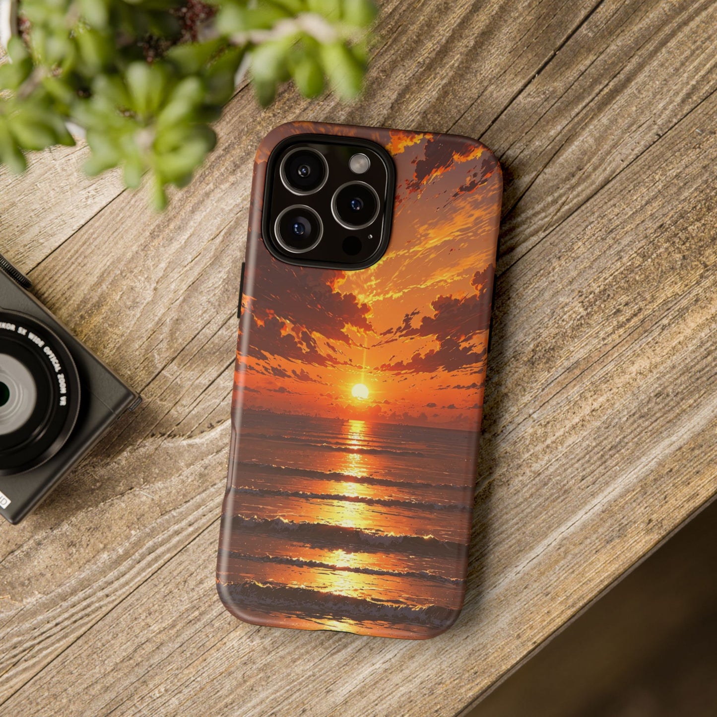 Sunset Waves Tough Phone Case – Vibrant Ocean Sunset Design, Perfect Gift for Nature Lovers