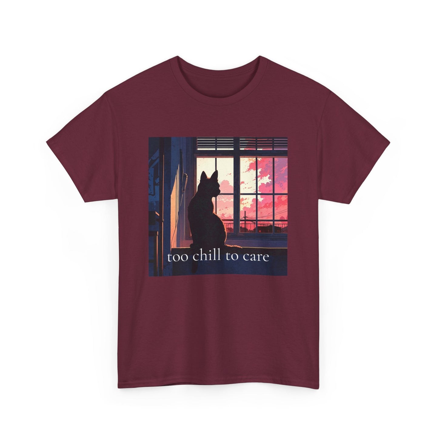 Too Chill to Care Unisex Heavy Cotton Tee - Relaxed Fit Graphic T-Shirt