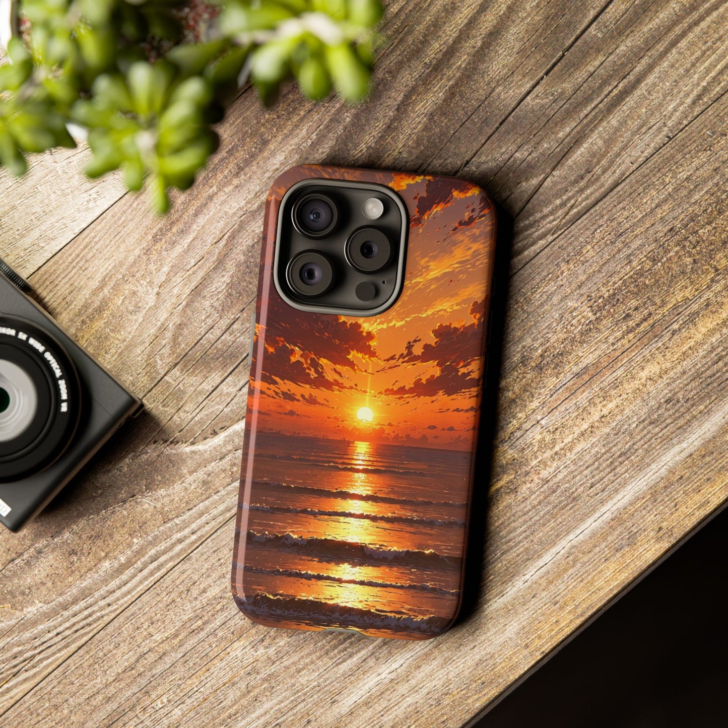 Sunset Waves Tough Phone Case – Vibrant Ocean Sunset Design, Perfect Gift for Nature Lovers