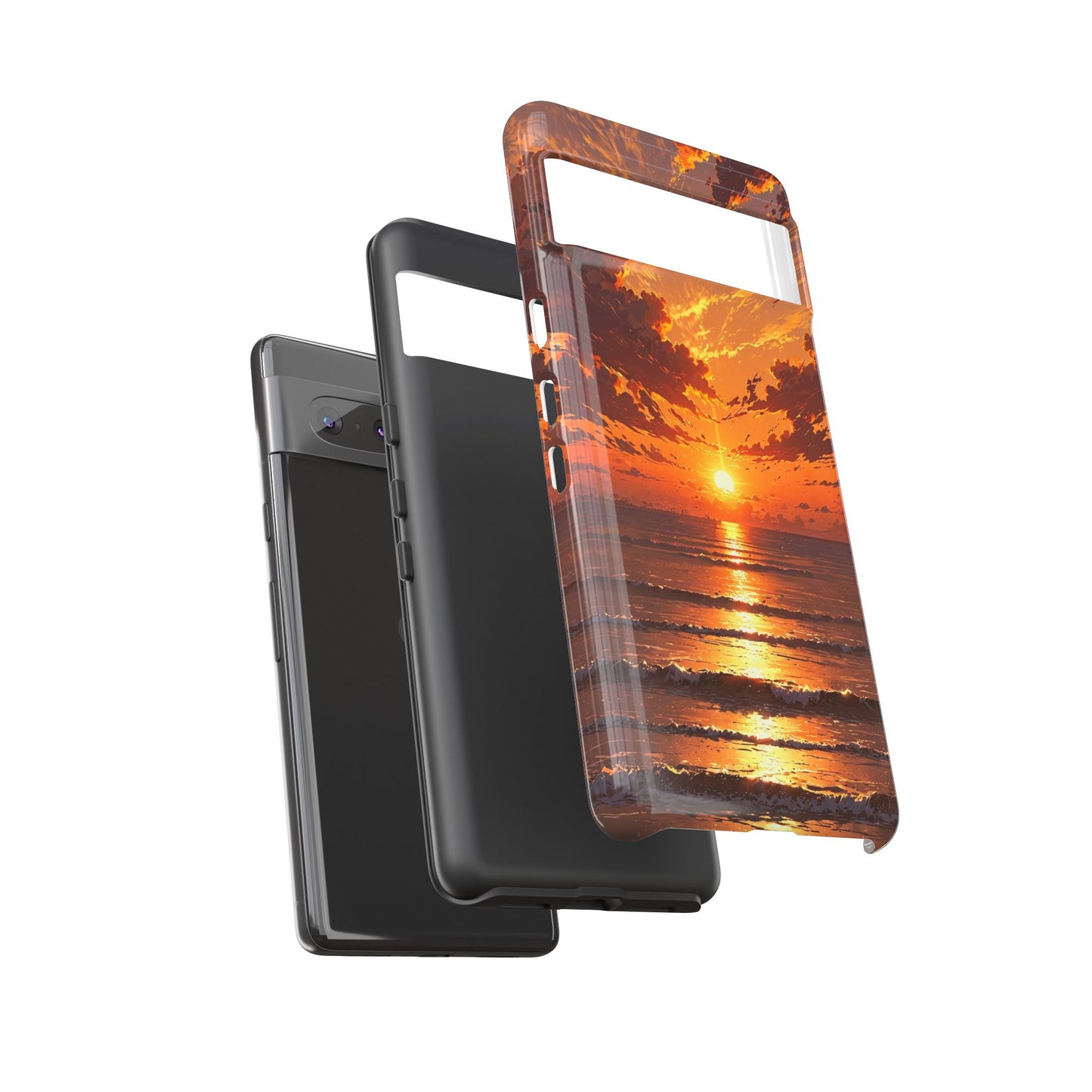 Sunset Waves Tough Phone Case – Vibrant Ocean Sunset Design, Perfect Gift for Nature Lovers