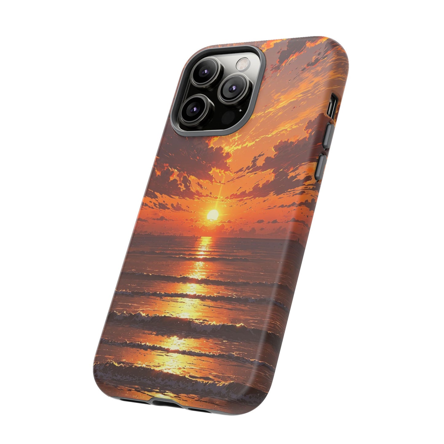 Sunset Waves Tough Phone Case – Vibrant Ocean Sunset Design, Perfect Gift for Nature Lovers