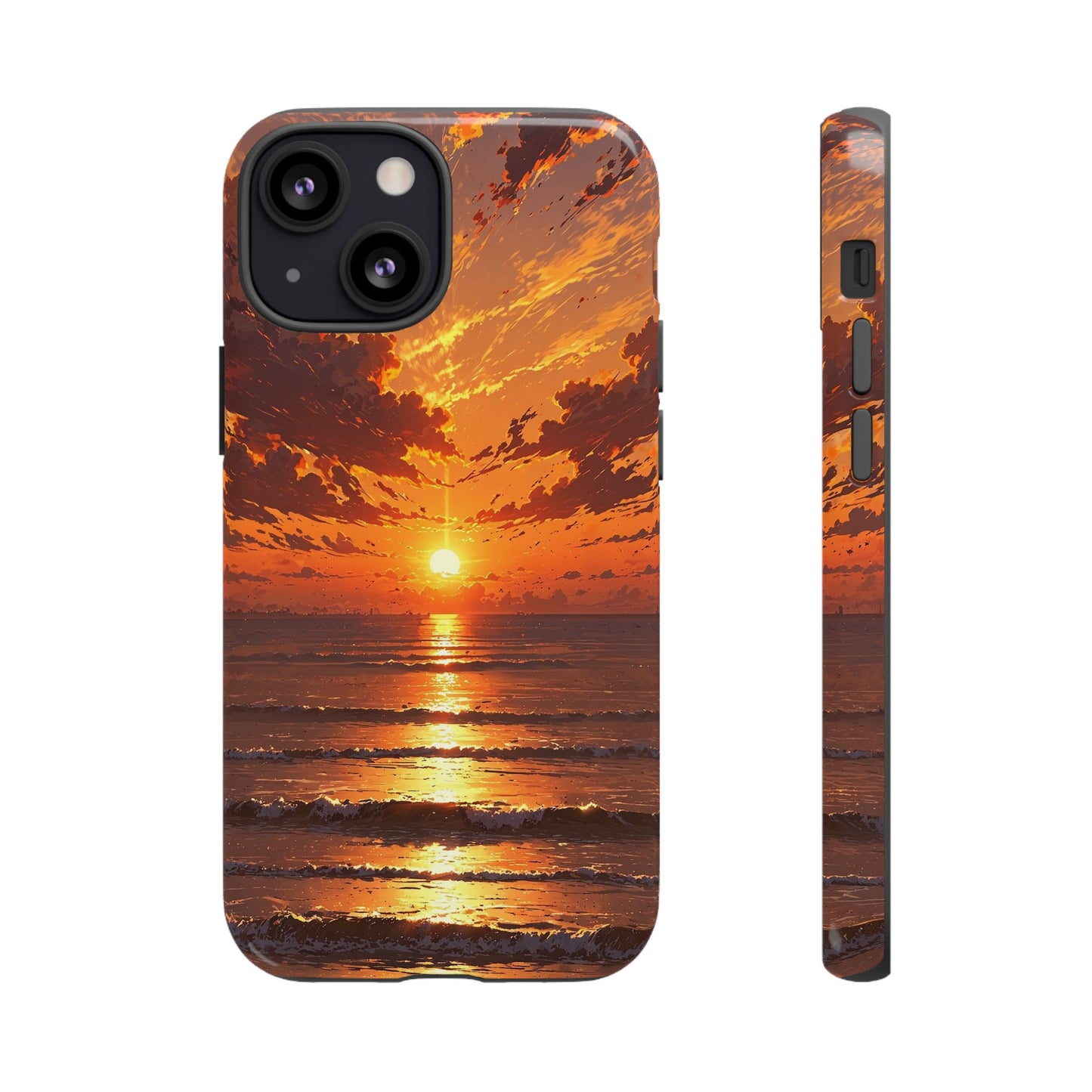 Sunset Waves Tough Phone Case – Vibrant Ocean Sunset Design, Perfect Gift for Nature Lovers