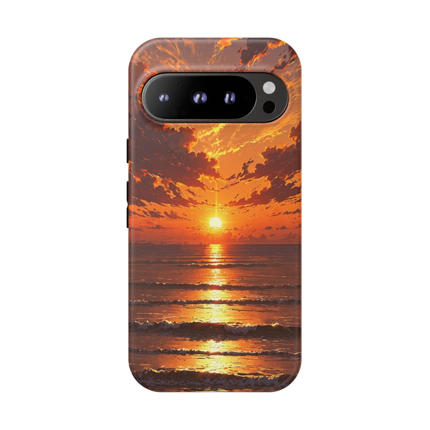 Sunset Waves Tough Phone Case – Vibrant Ocean Sunset Design, Perfect Gift for Nature Lovers