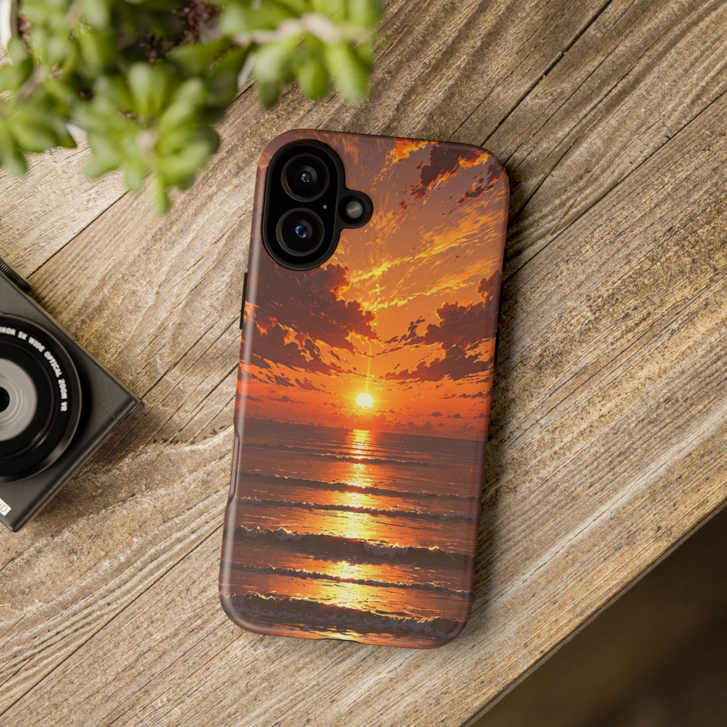 Sunset Waves Tough Phone Case – Vibrant Ocean Sunset Design, Perfect Gift for Nature Lovers