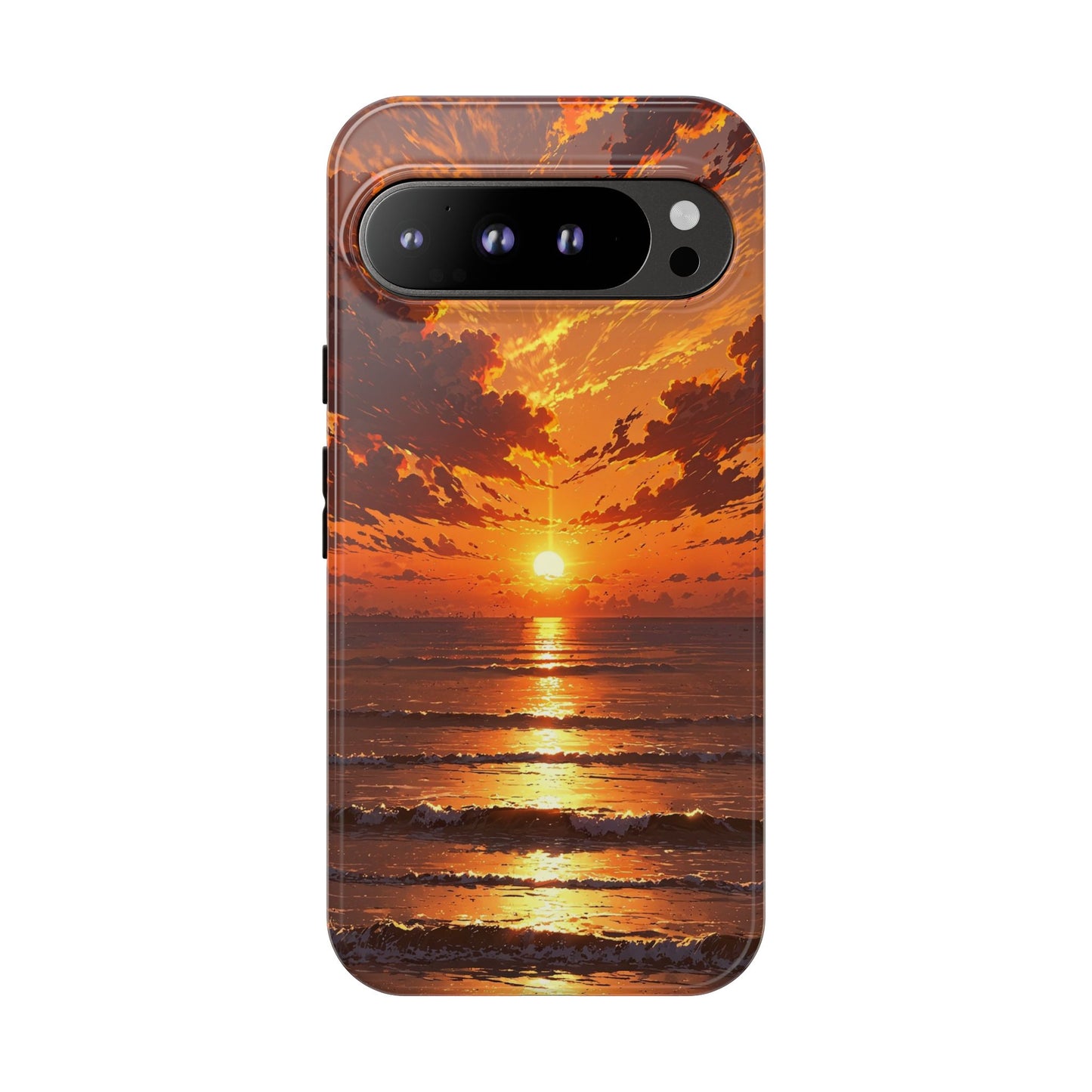 Sunset Waves Tough Phone Case – Vibrant Ocean Sunset Design, Perfect Gift for Nature Lovers