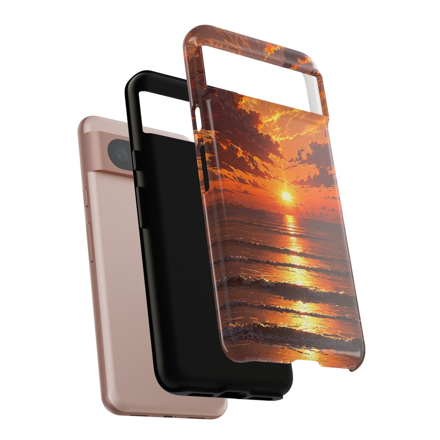 Sunset Waves Tough Phone Case – Vibrant Ocean Sunset Design, Perfect Gift for Nature Lovers